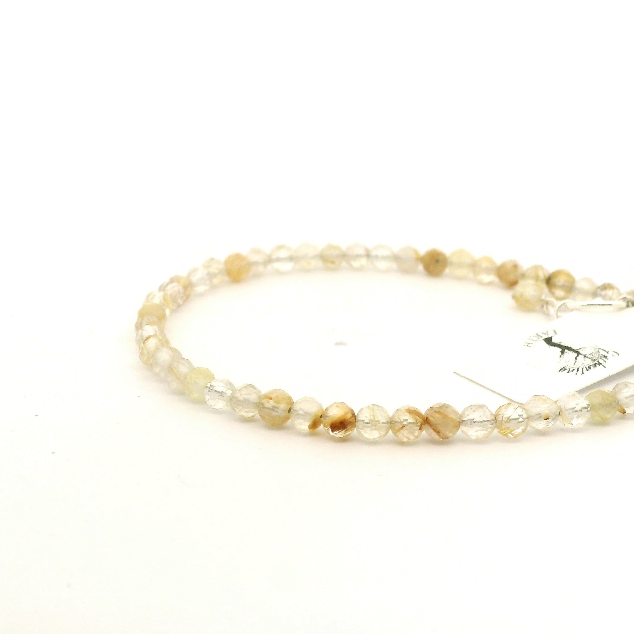 Gold Rutile Micro Faceted Bracelet 925 Silver for Abundance and Growth