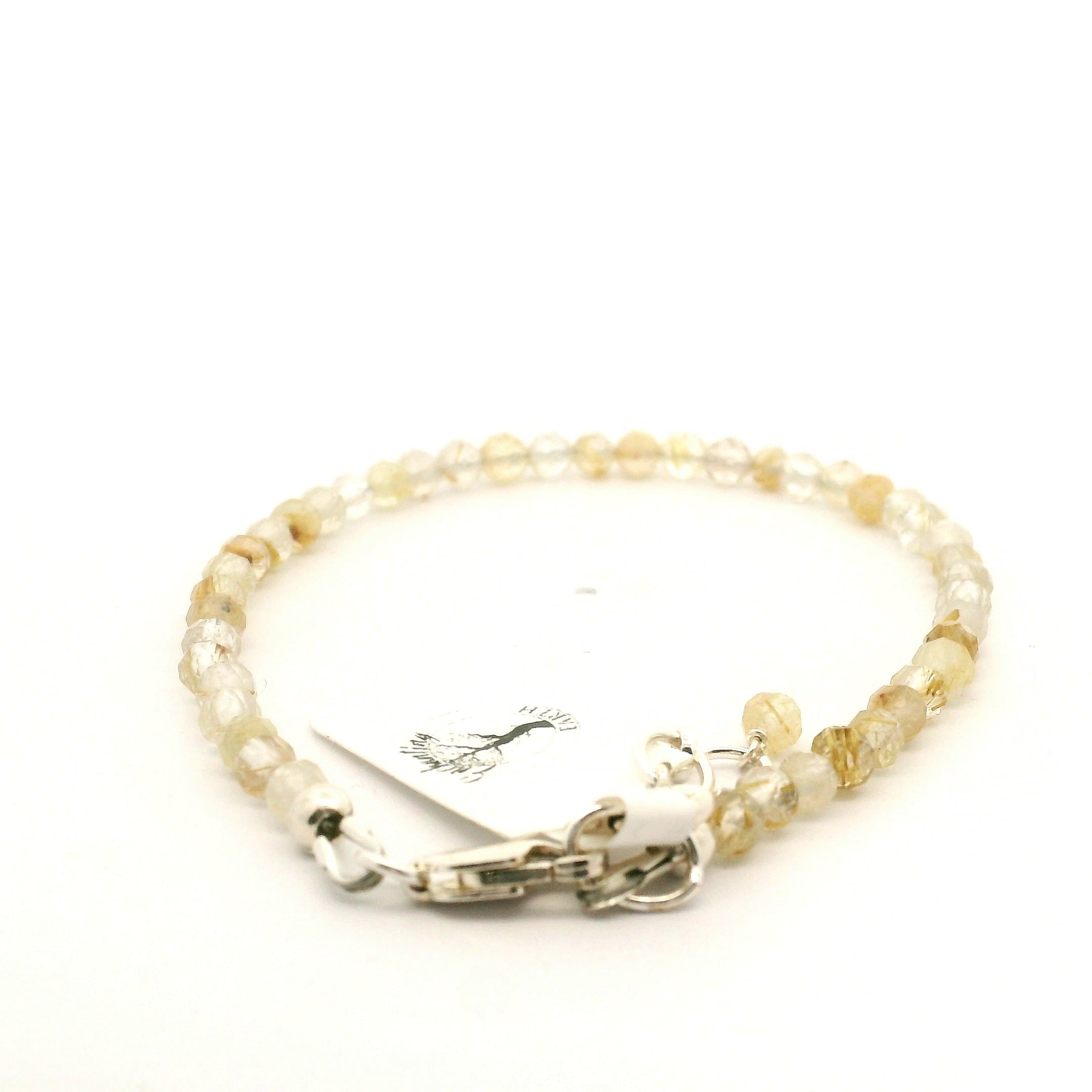 Gold Rutile Micro Faceted Bracelet 925 Silver for Abundance and Growth