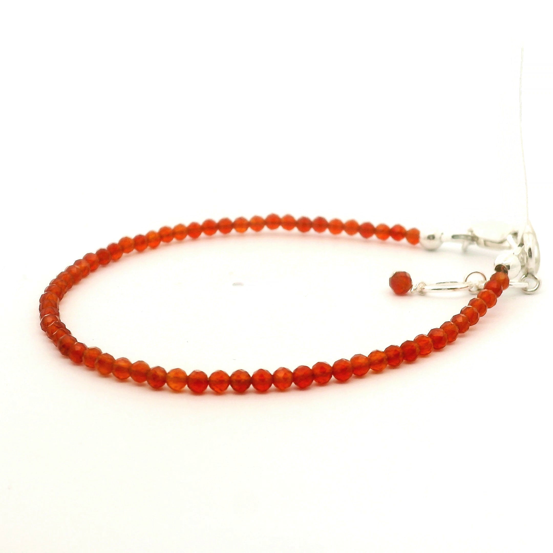 Firey Carnelian Micro Faceted Bracelet 925 Silver for Courage and Personal Power
