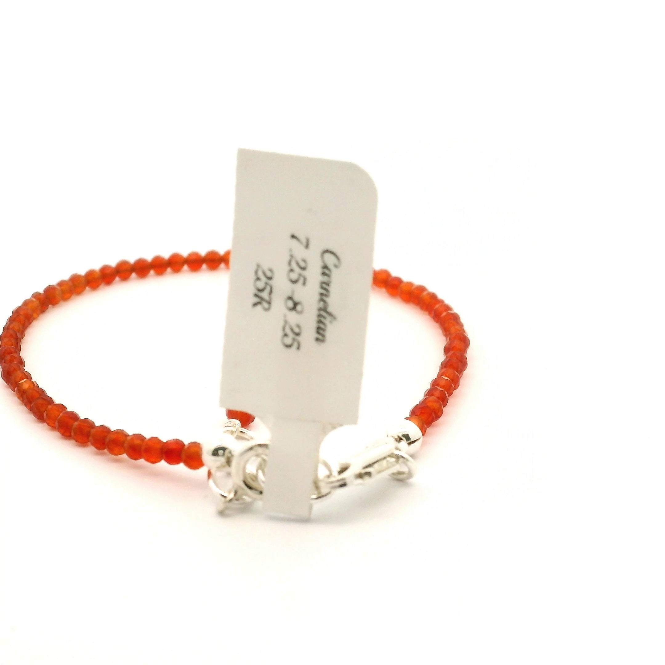 Firey Carnelian Micro Faceted Bracelet 925 Silver for Courage and Personal Power