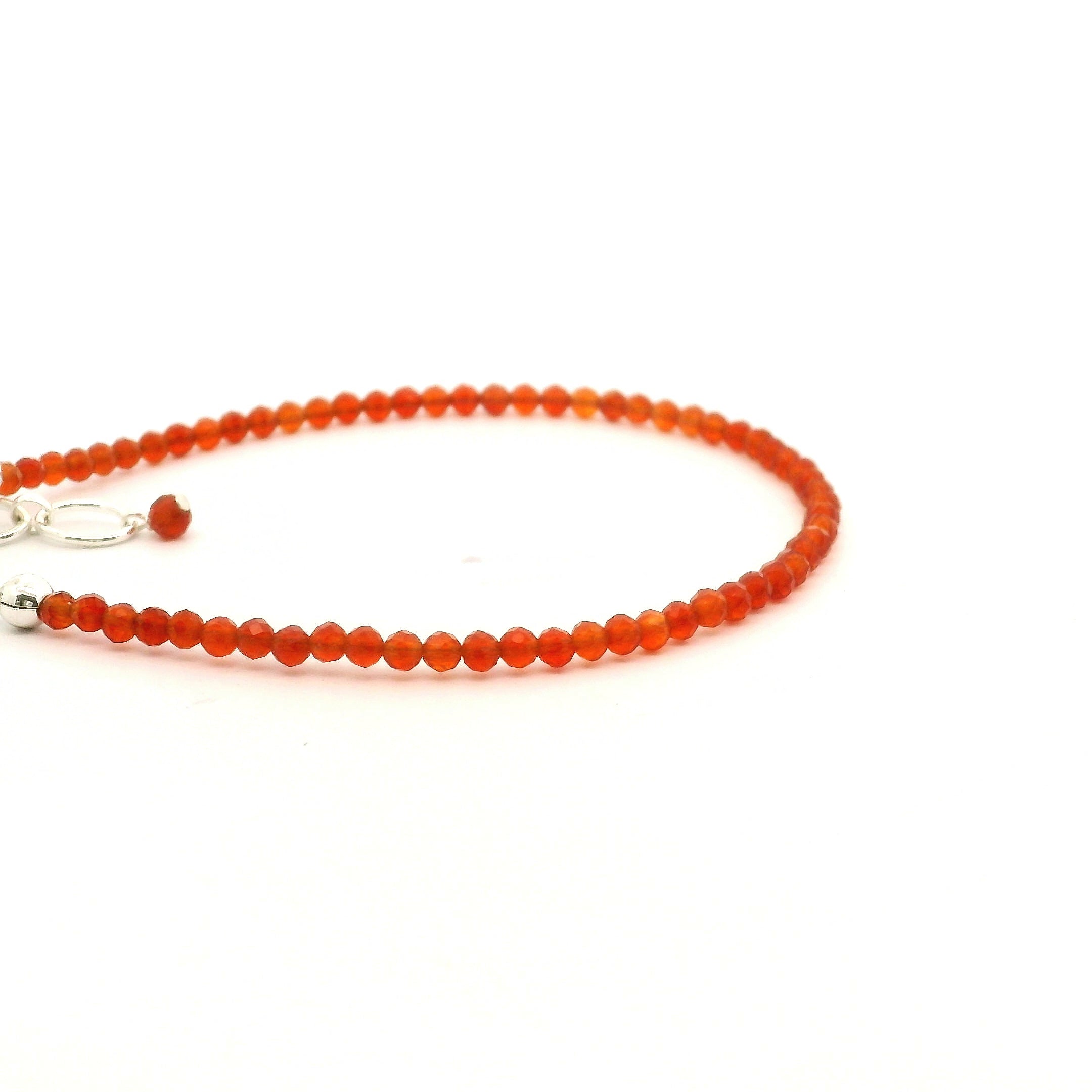 Firey Carnelian Micro Faceted Bracelet 925 Silver for Courage and Personal Power