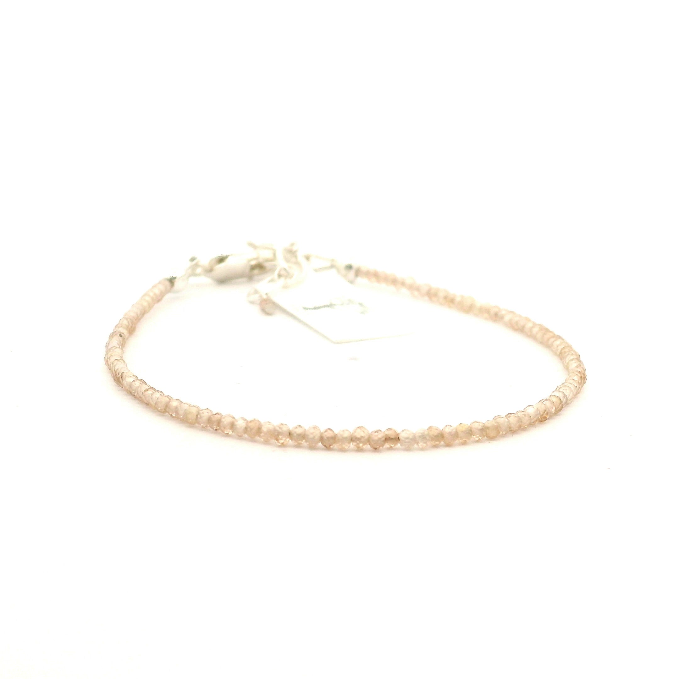 Beige Zircon Micro Faceted Bracelet 925 Silver for Organization and Transformation