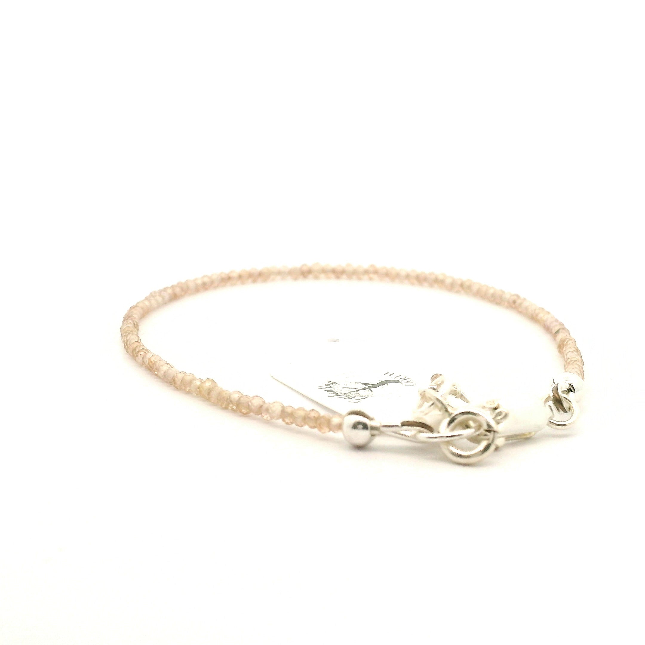 Beige Zircon Micro Faceted Bracelet 925 Silver for Organization and Transformation