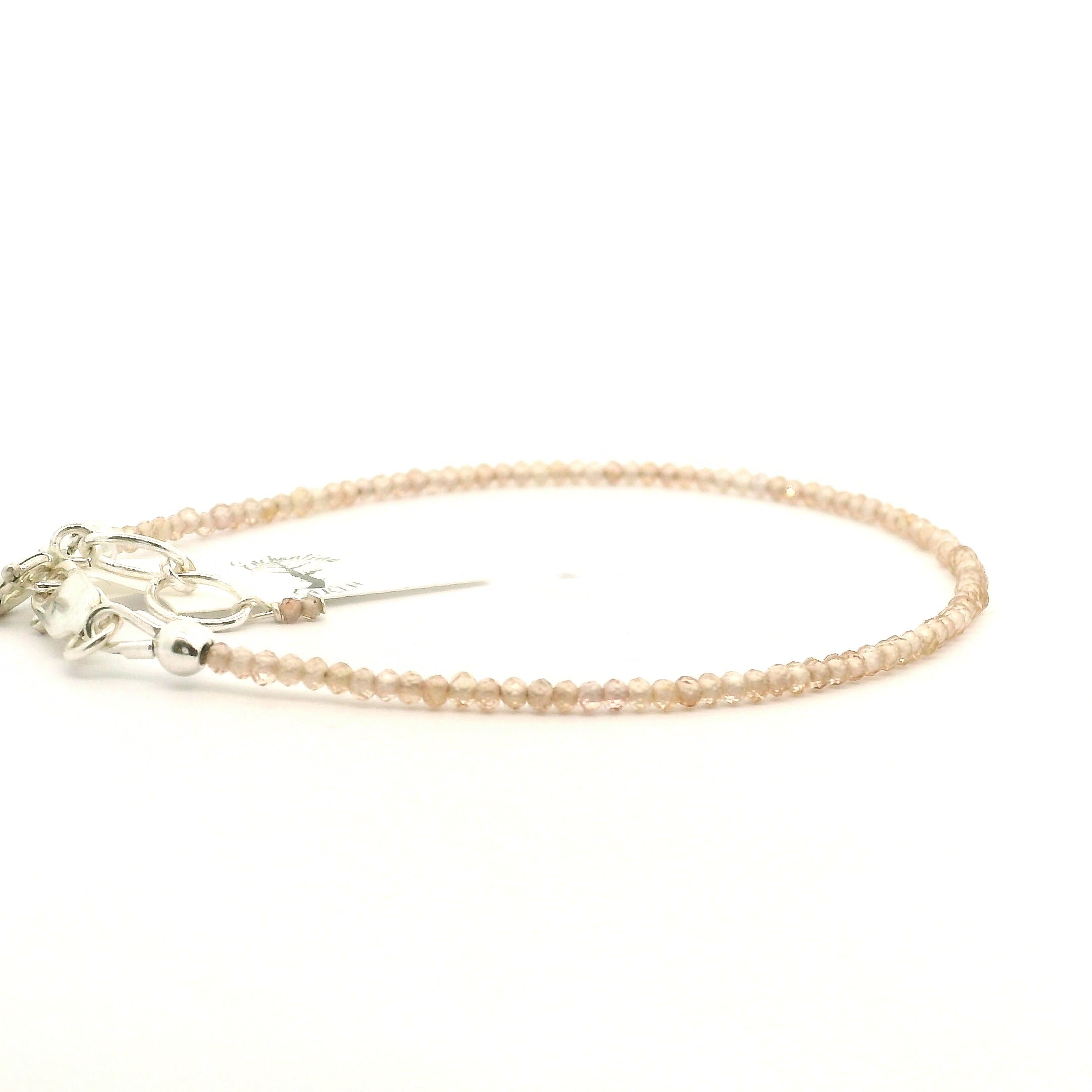 Beige Zircon Micro Faceted Bracelet 925 Silver for Organization and Transformation