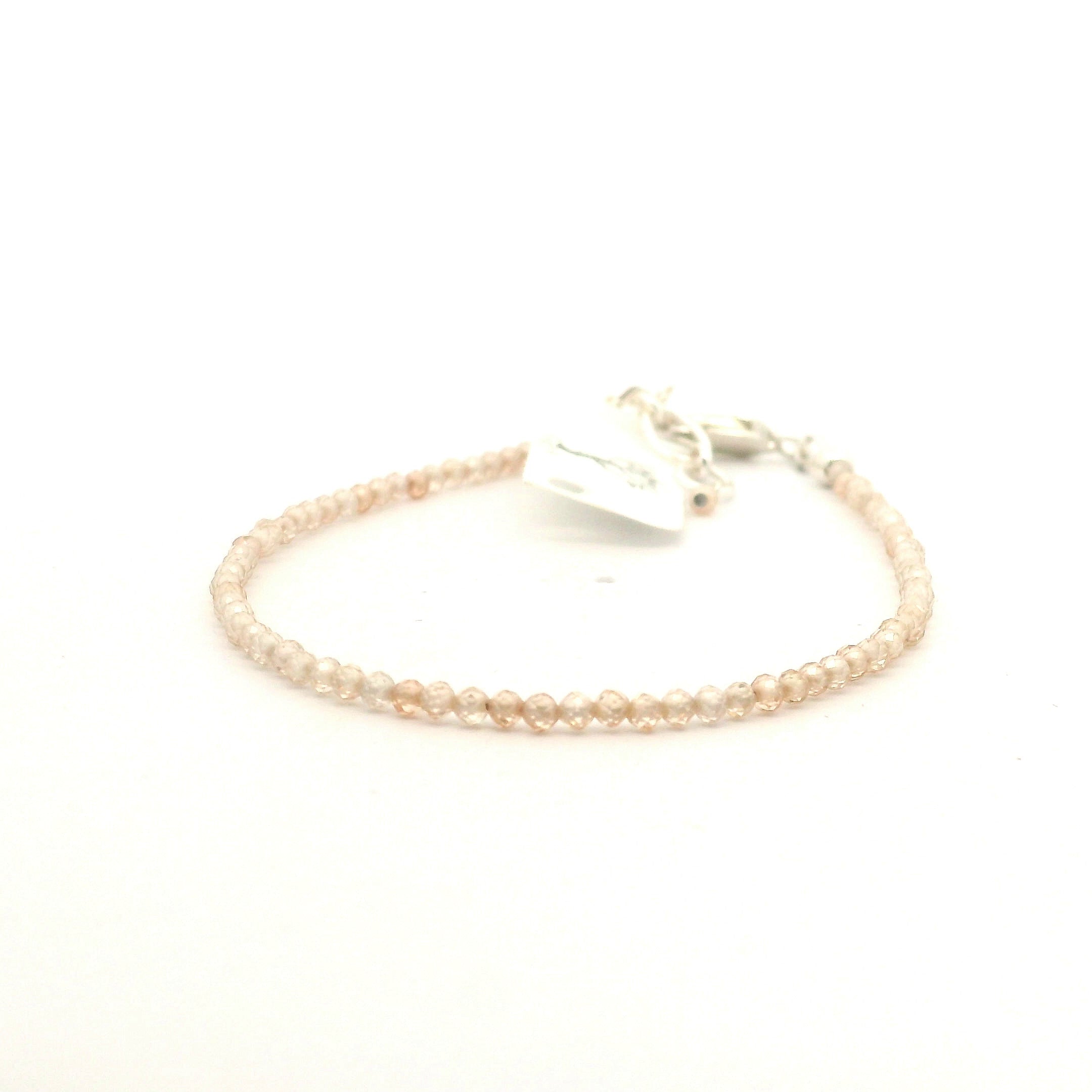Beige Zircon Micro Faceted Bracelet 925 Silver for Organization and Transformation