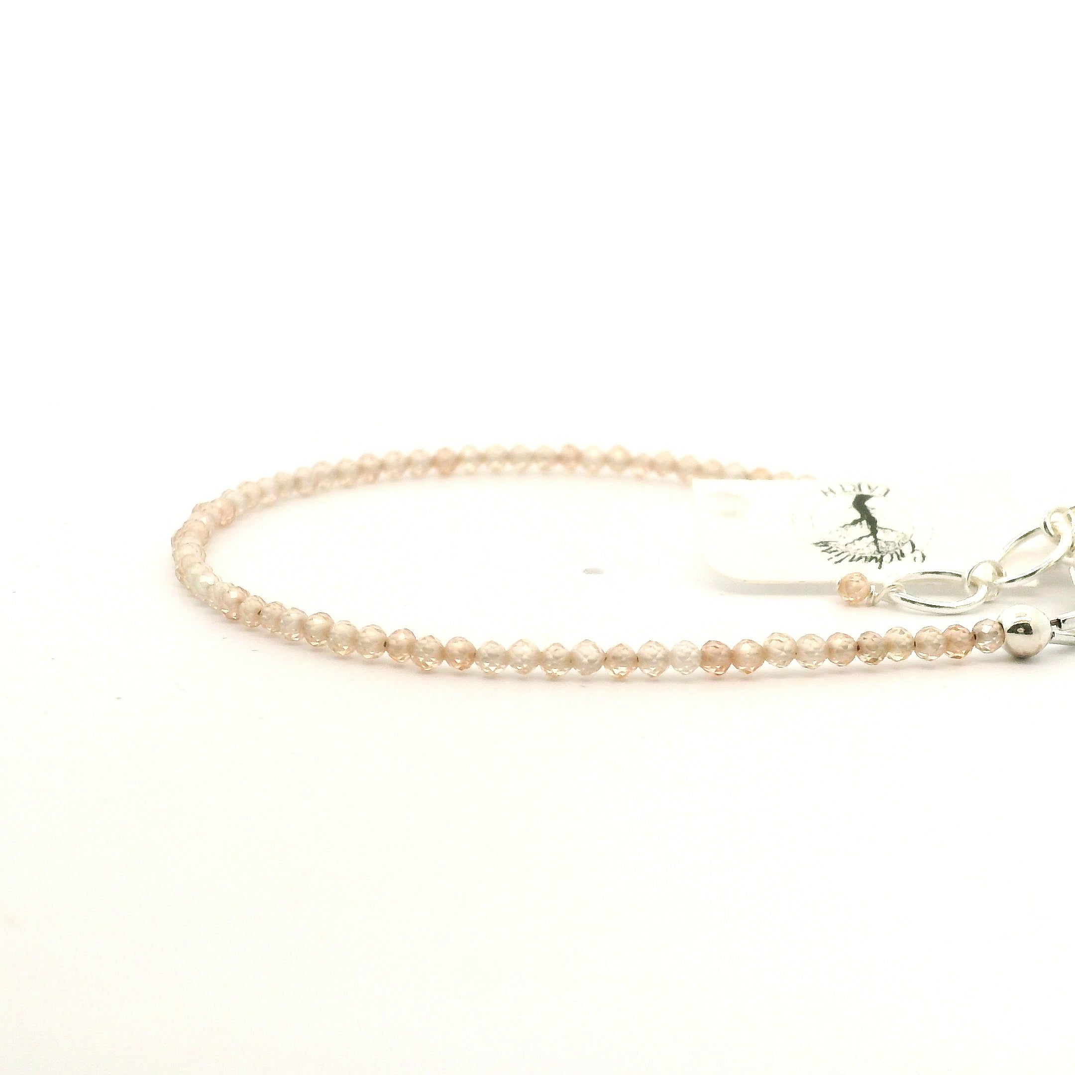 Beige Zircon Micro Faceted Bracelet 925 Silver for Organization and Transformation