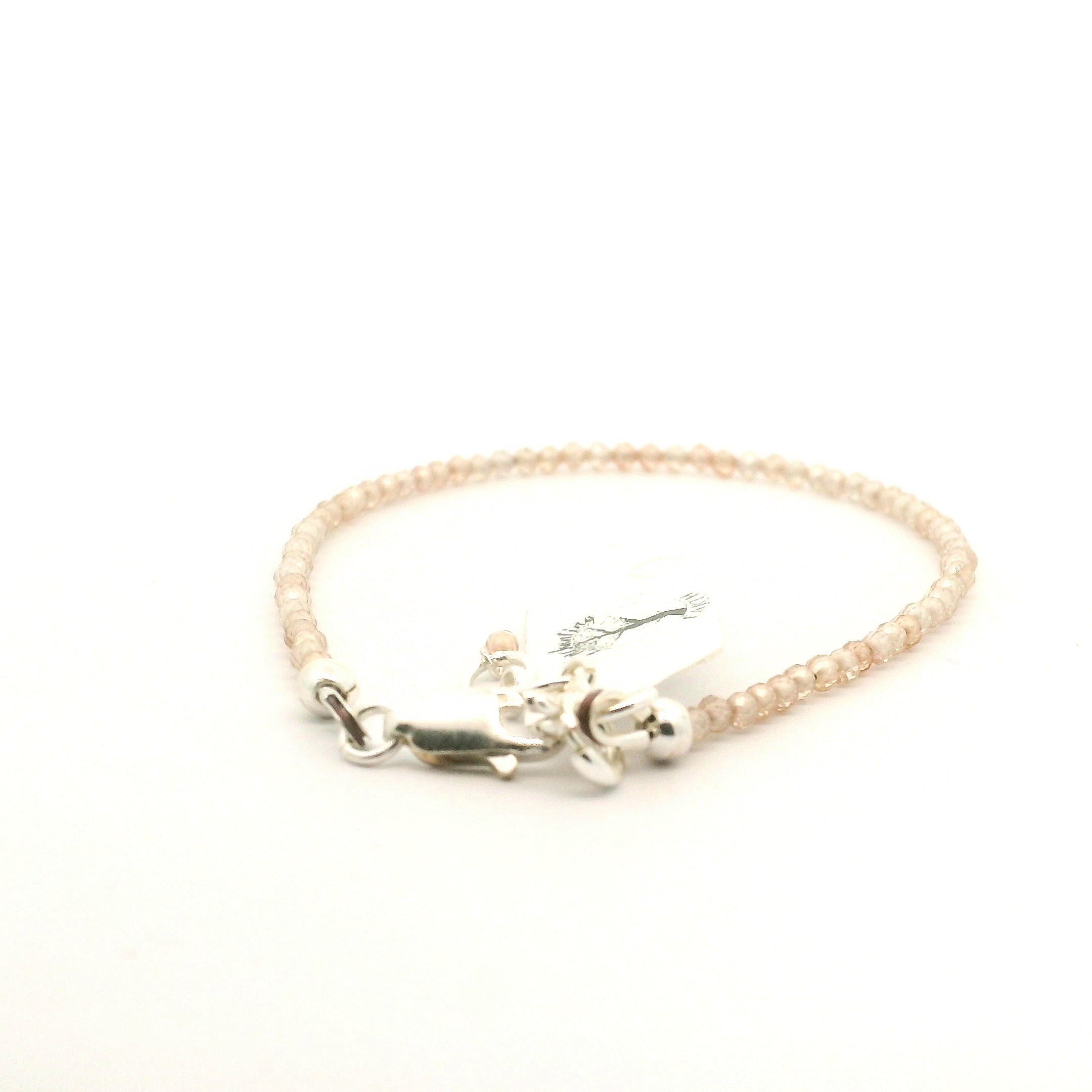 Beige Zircon Micro Faceted Bracelet 925 Silver for Organization and Transformation