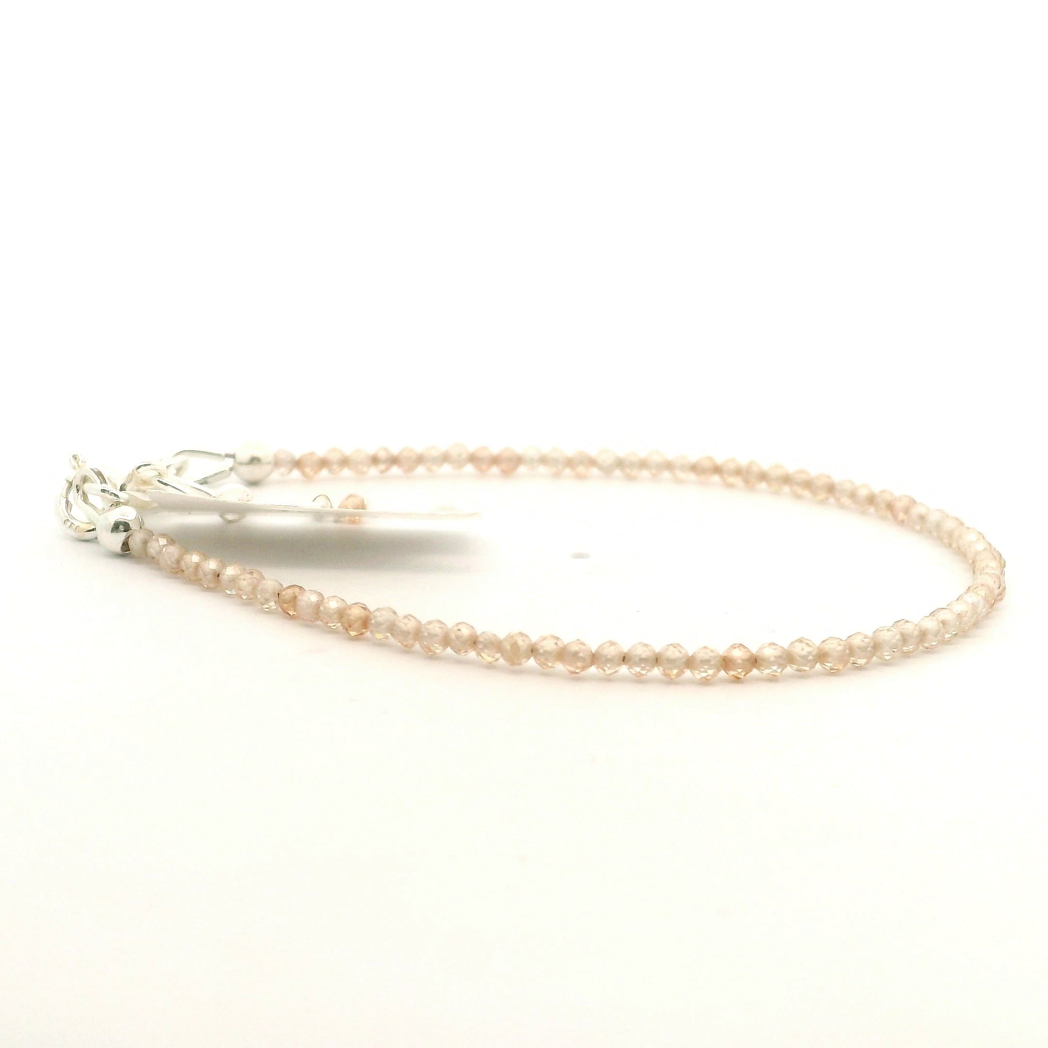 Beige Zircon Micro Faceted Bracelet 925 Silver for Organization and Transformation