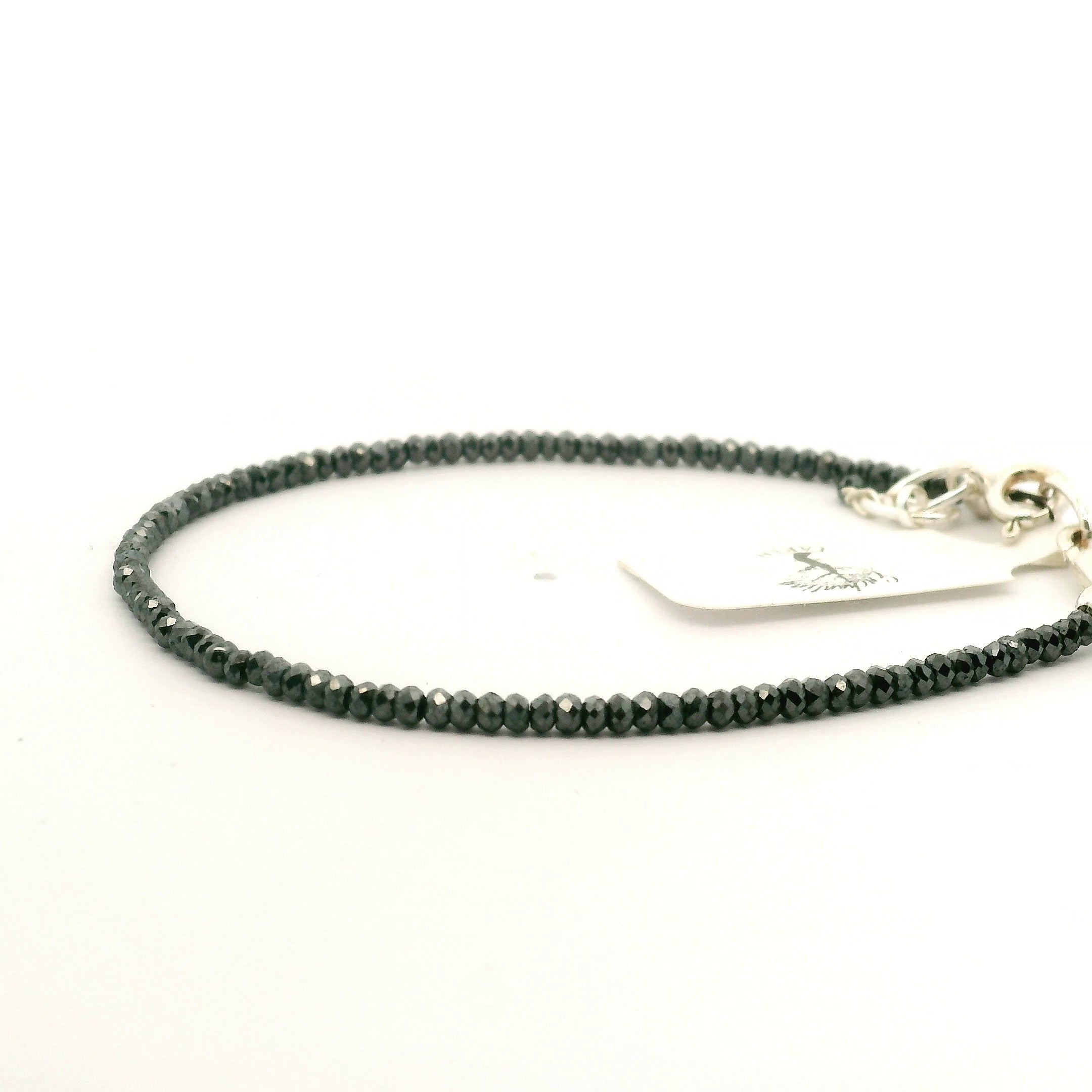 Hematite Micro Faceted Bracelet 925 Silver for Deep Transformation and Grounding