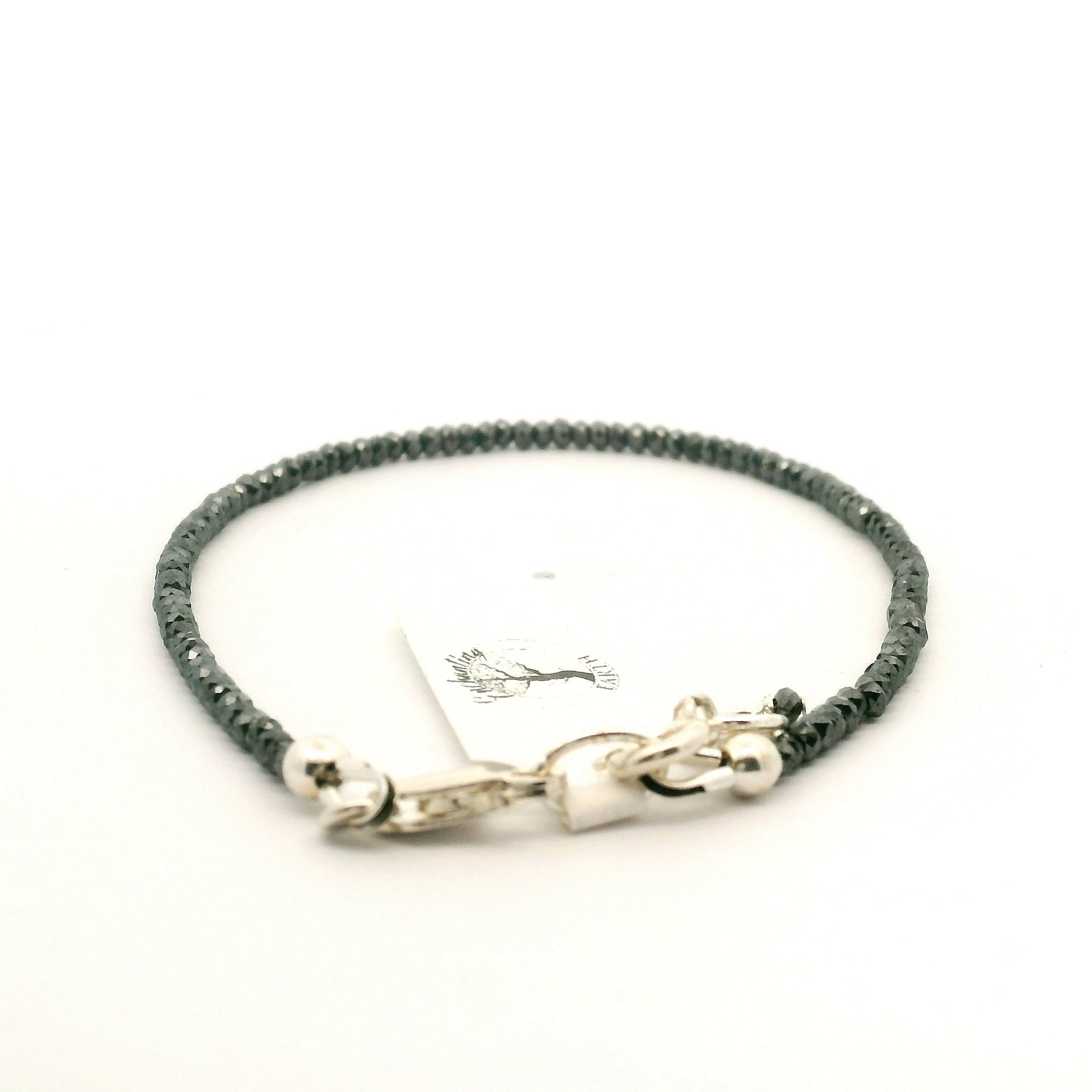 Hematite Micro Faceted Bracelet 925 Silver for Deep Transformation and Grounding