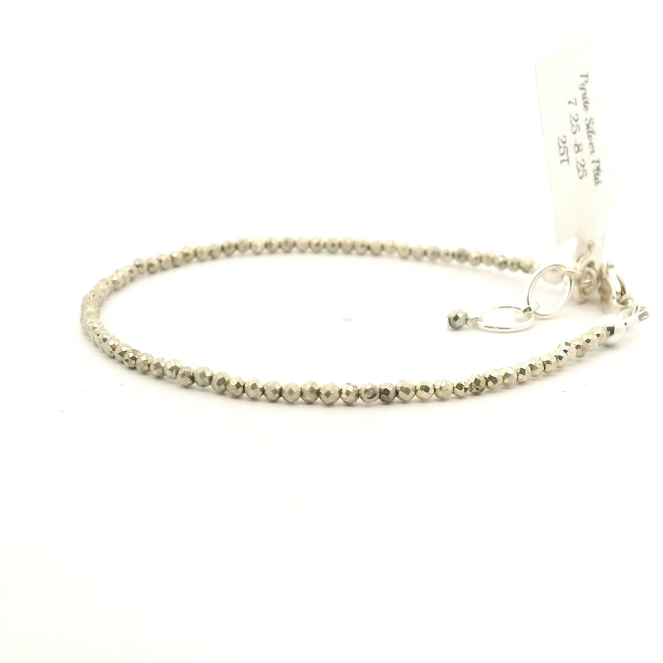 Pyrite Micro Faceted Bracelet 925 Silver for Grounding and Good Luck