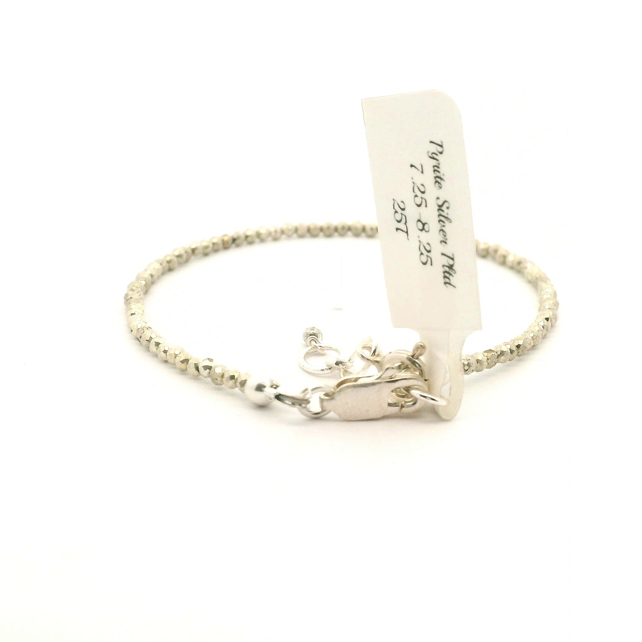 Pyrite Micro Faceted Bracelet 925 Silver for Grounding and Good Luck