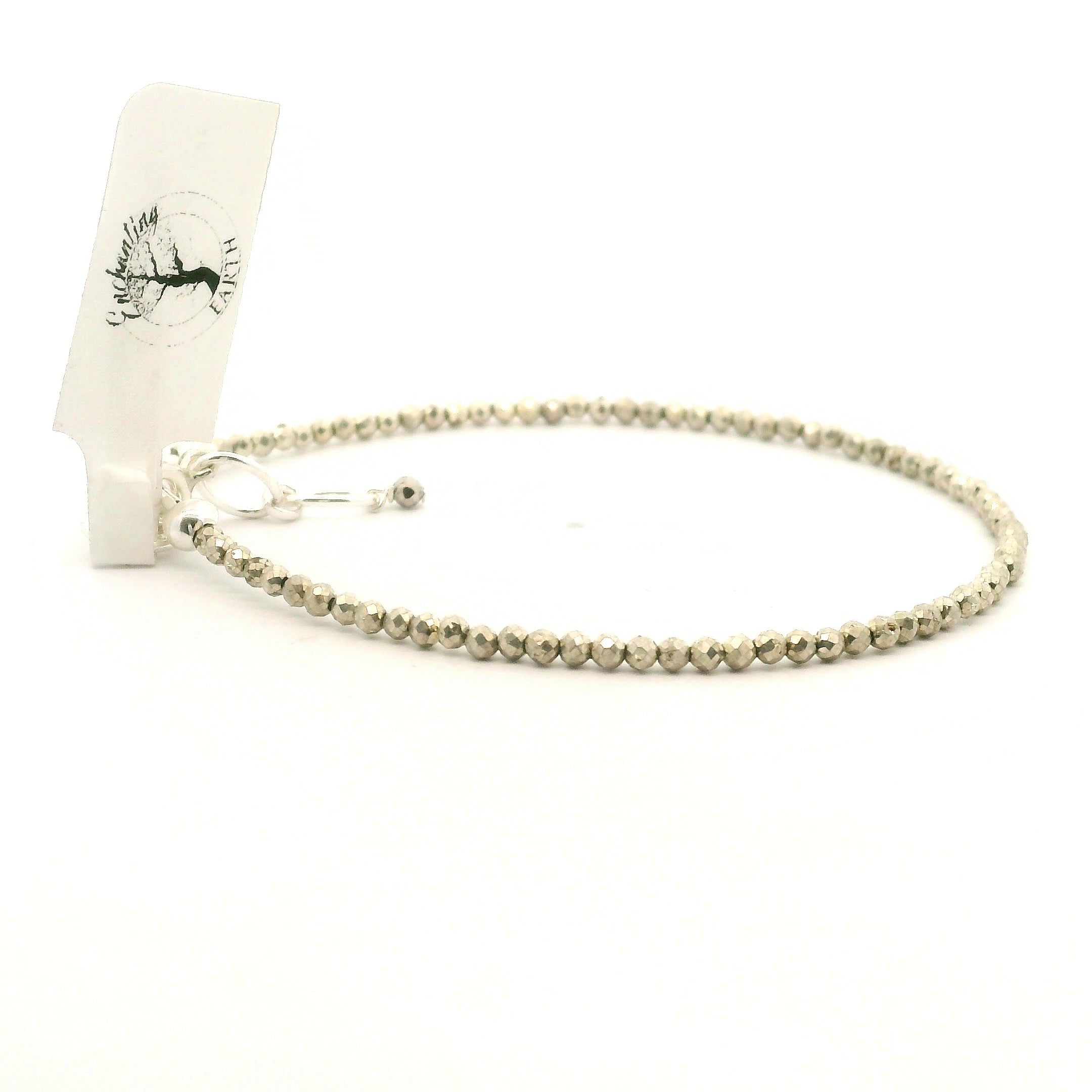 Pyrite Micro Faceted Bracelet 925 Silver for Grounding and Good Luck