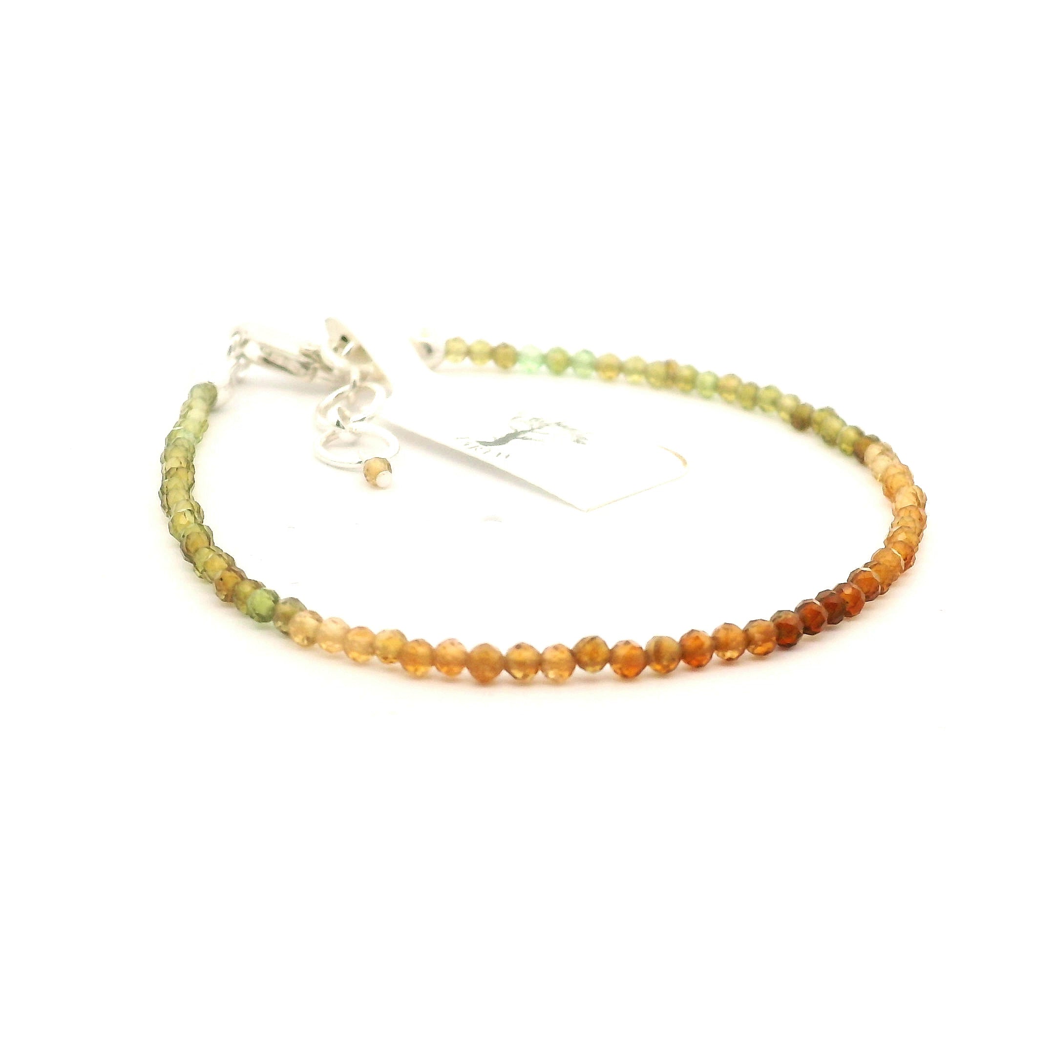 Earthy Tourmaline Micro Faceted Bracelet 925 Silver for Harmony and Strength