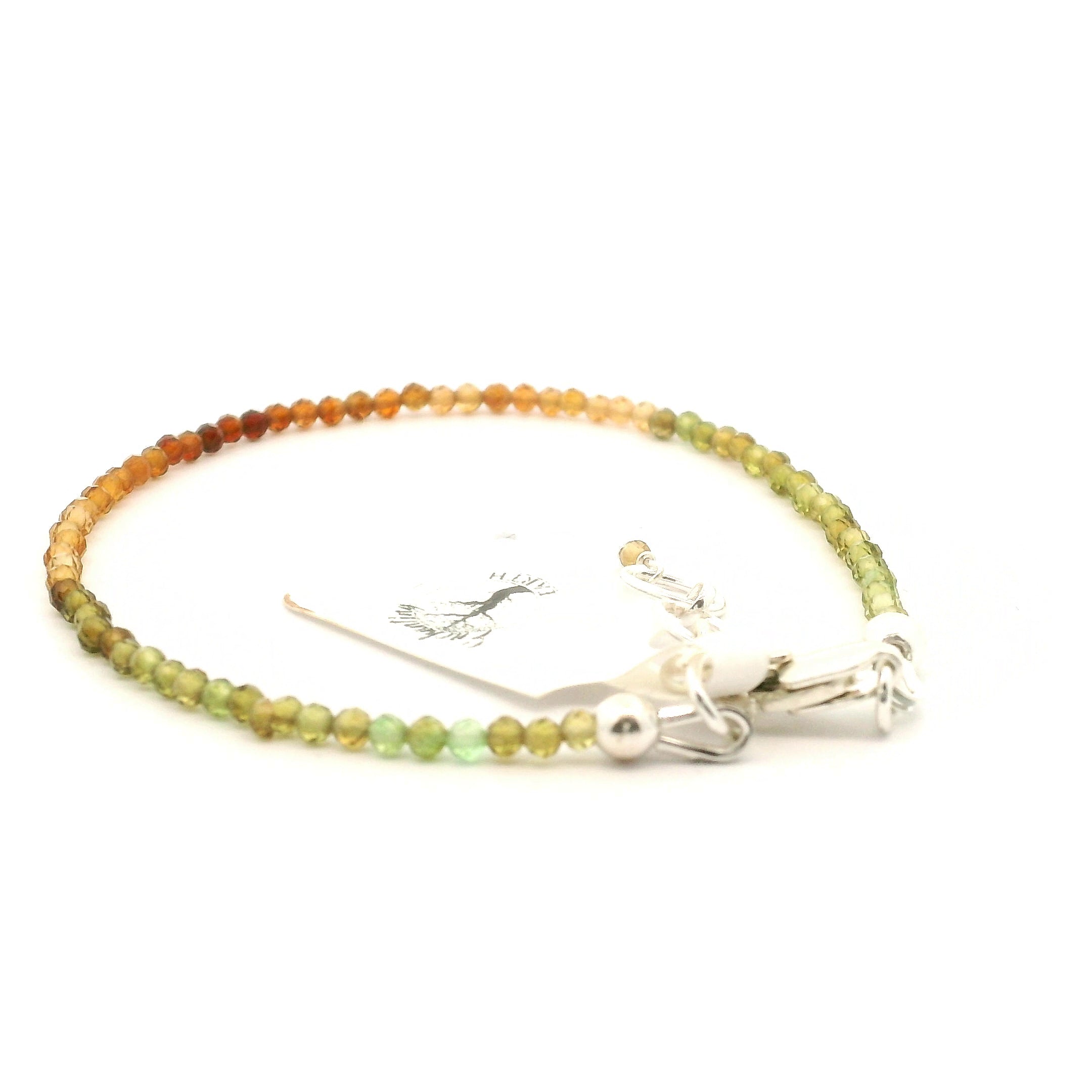 Earthy Tourmaline Micro Faceted Bracelet 925 Silver for Harmony and Strength