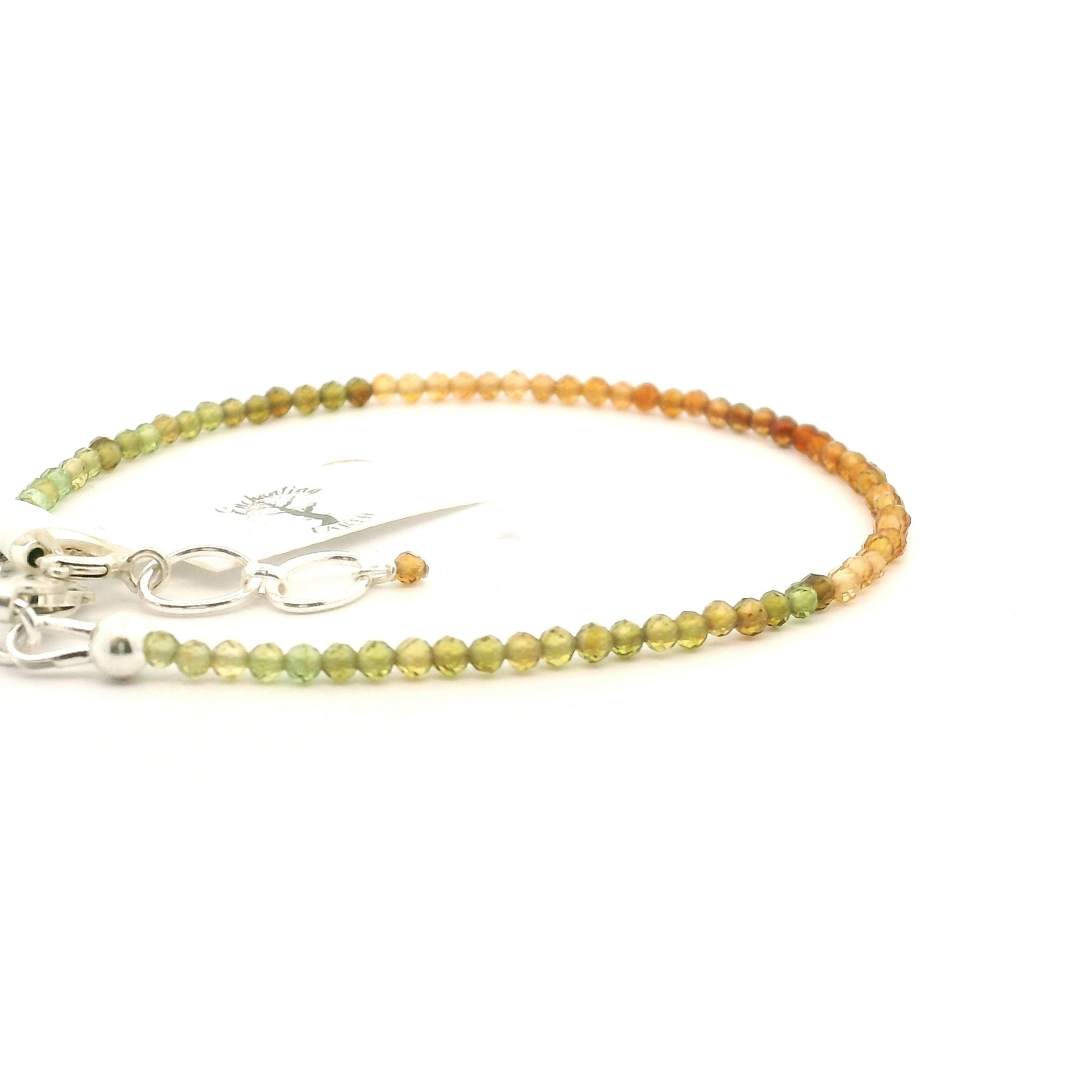 Earthy Tourmaline Micro Faceted Bracelet 925 Silver for Harmony and Strength