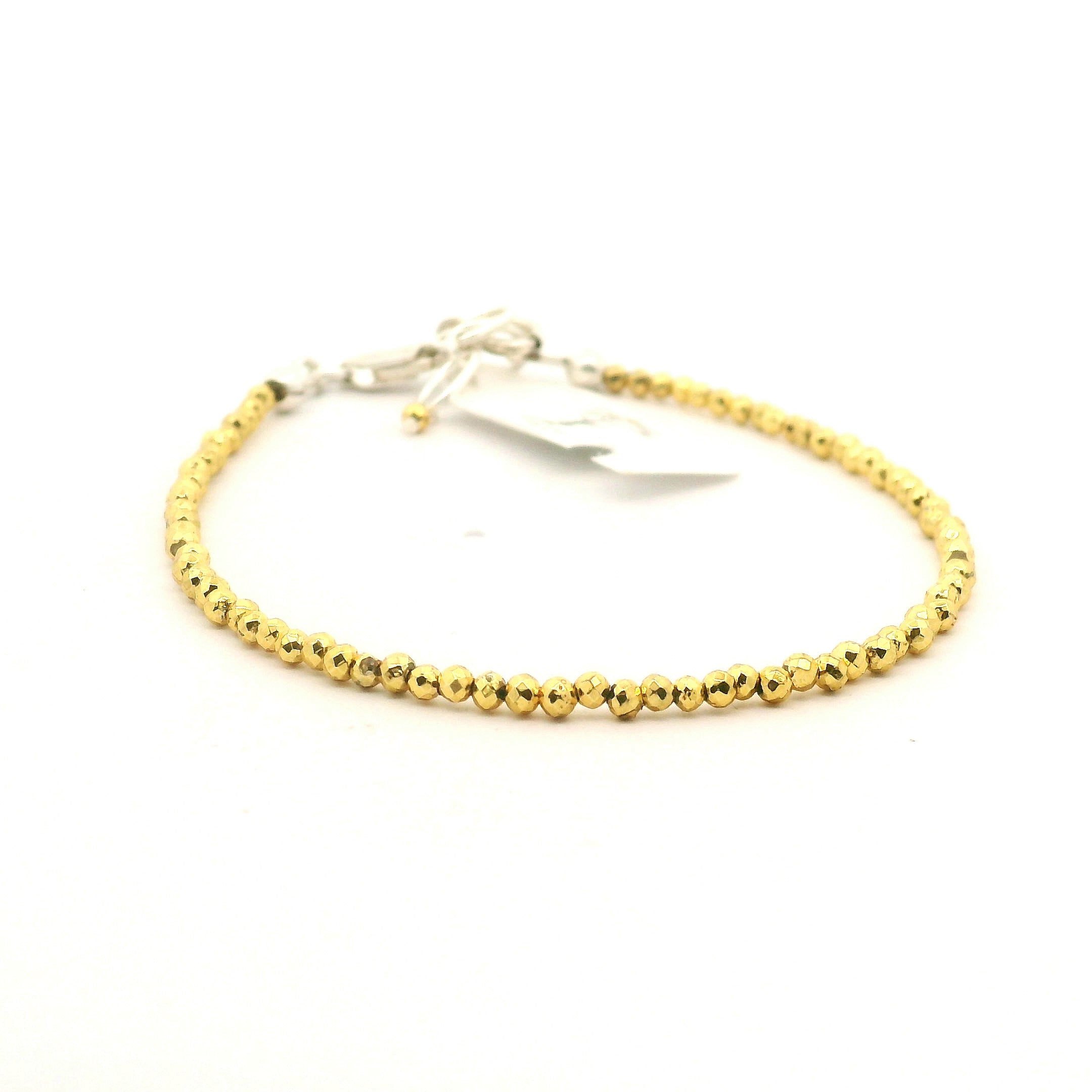 Pyrite Micro Faceted Bracelet 925 Silver for Grounding and Good Luck