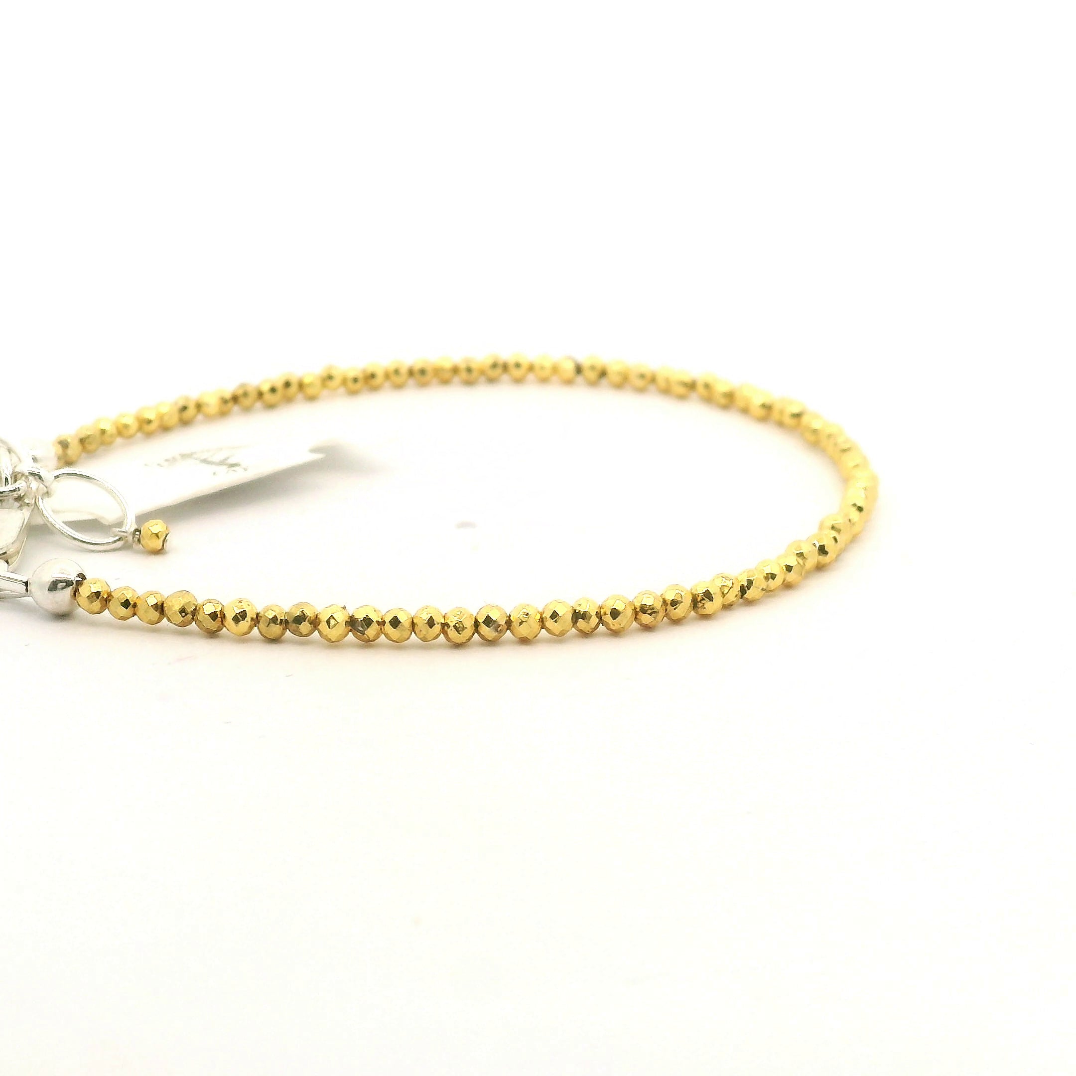 Pyrite Micro Faceted Bracelet 925 Silver for Grounding and Good Luck