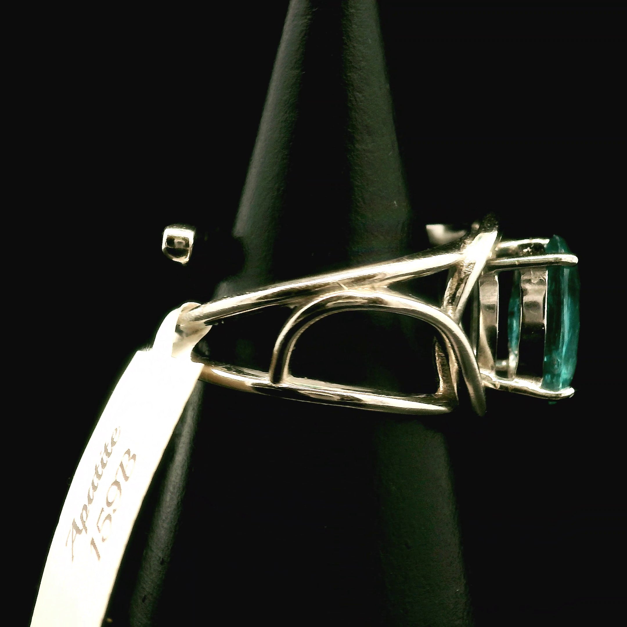 Blue Apatite Cuff Ring .925 Silver for Overall Health and Wellness