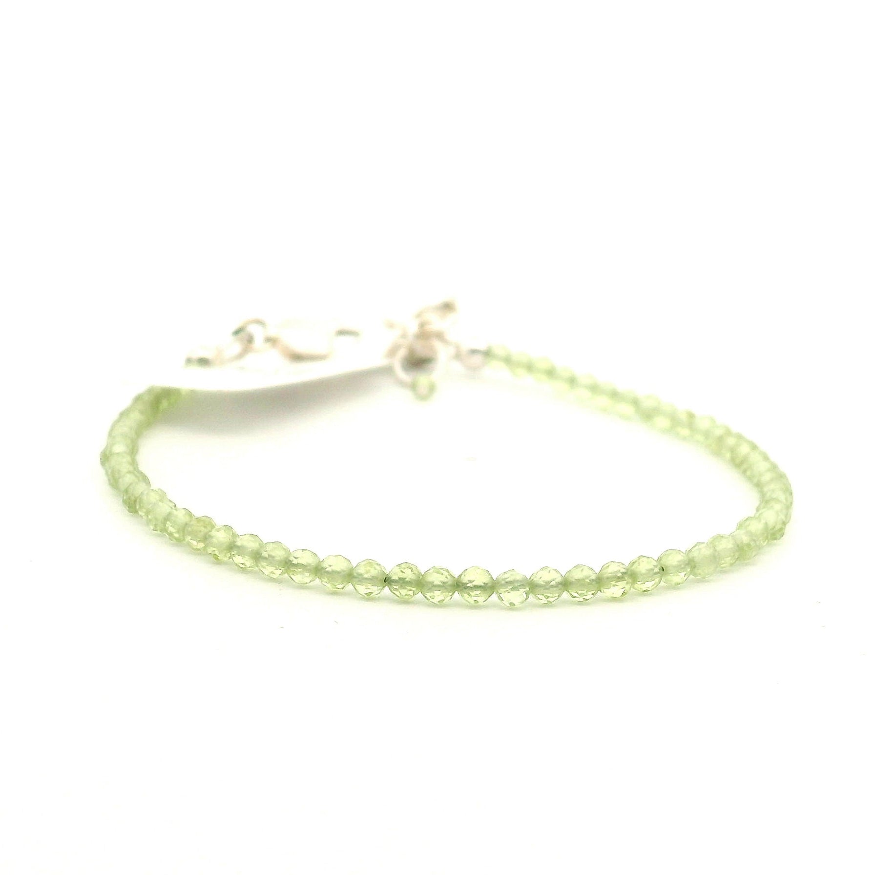 Peridot Micro Faceted Bracelet 925 Silver for Harmony and Strength
