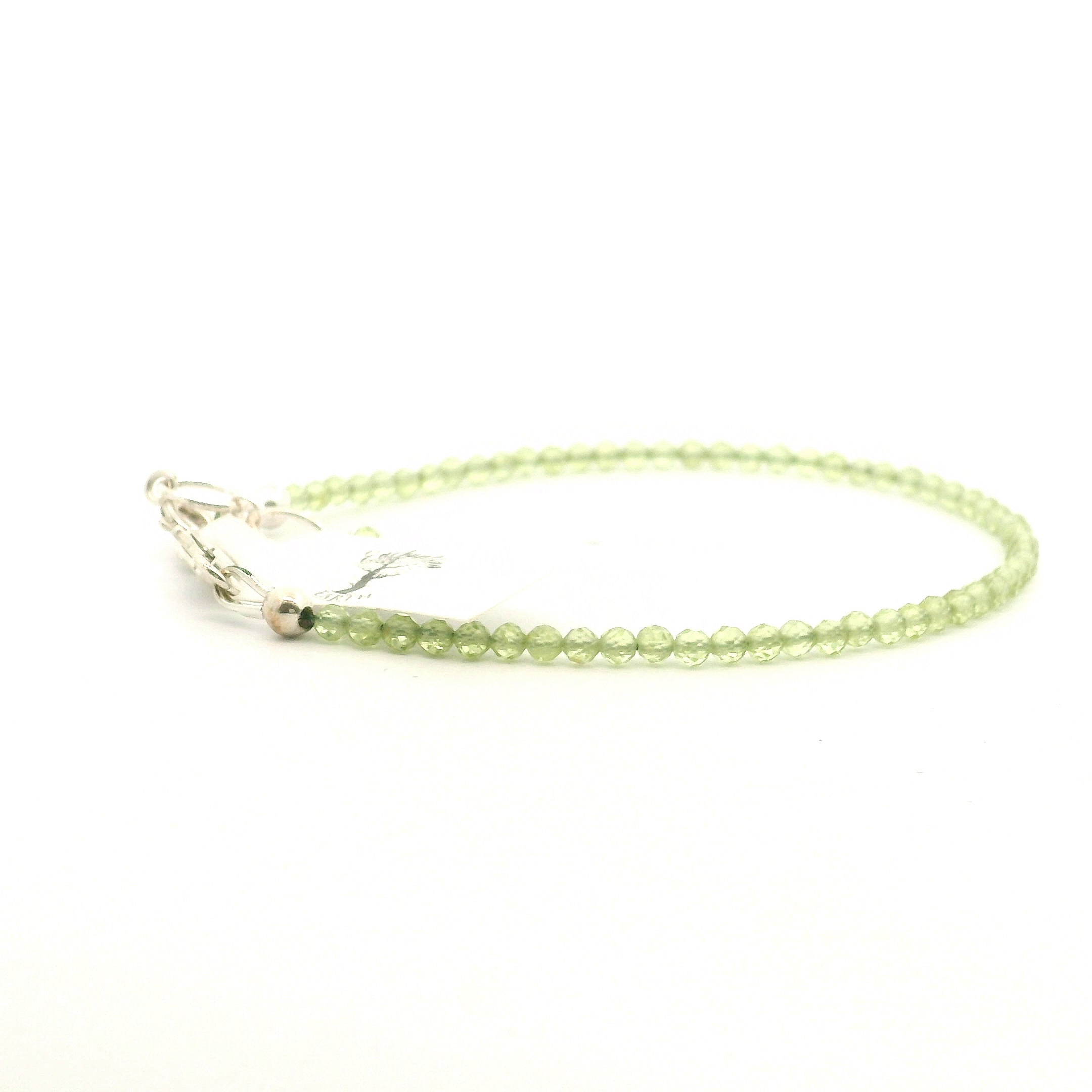 Peridot Micro Faceted Bracelet 925 Silver for Harmony and Strength