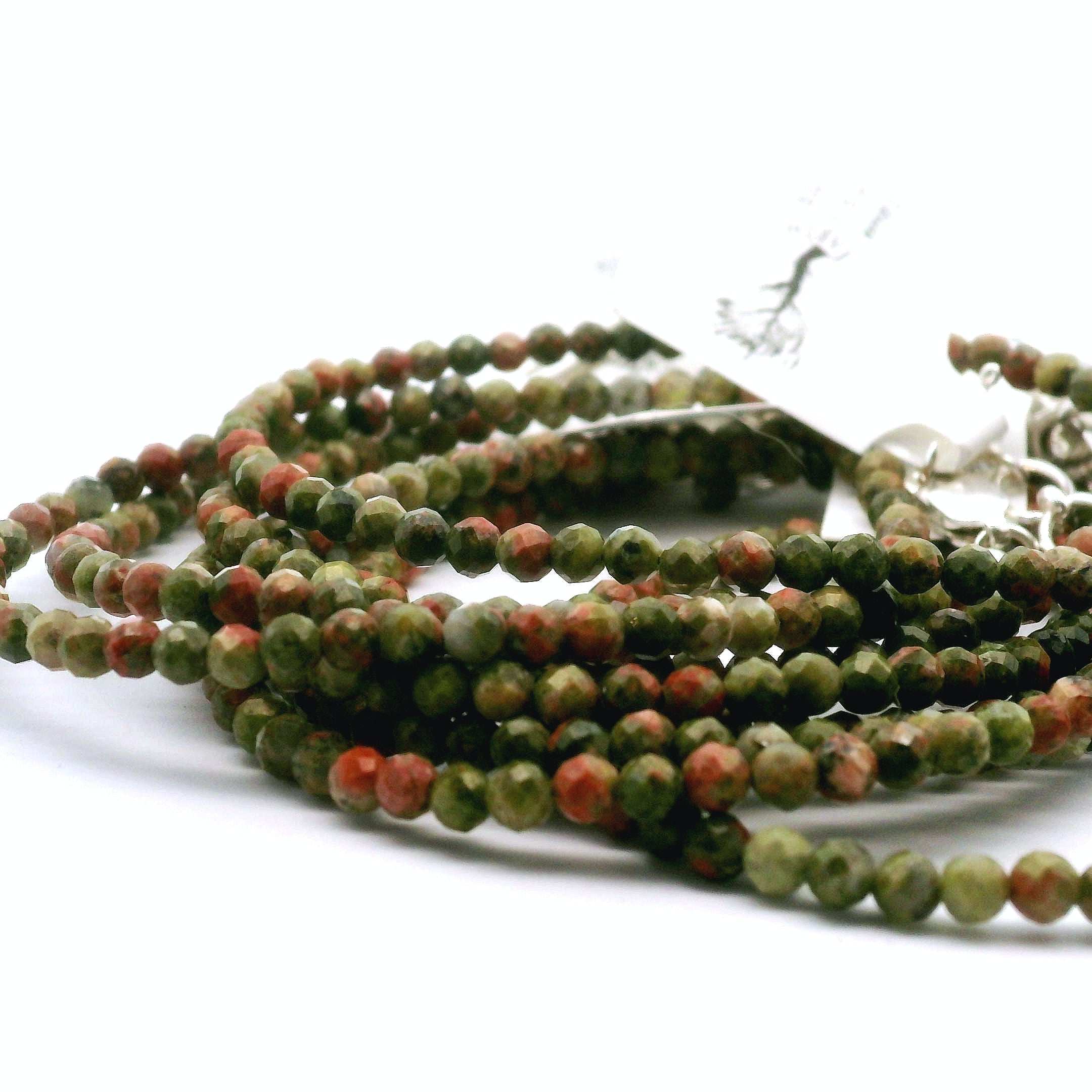 Unakite Micro Faceted Bracelet 925 Silver for Healing and Growth