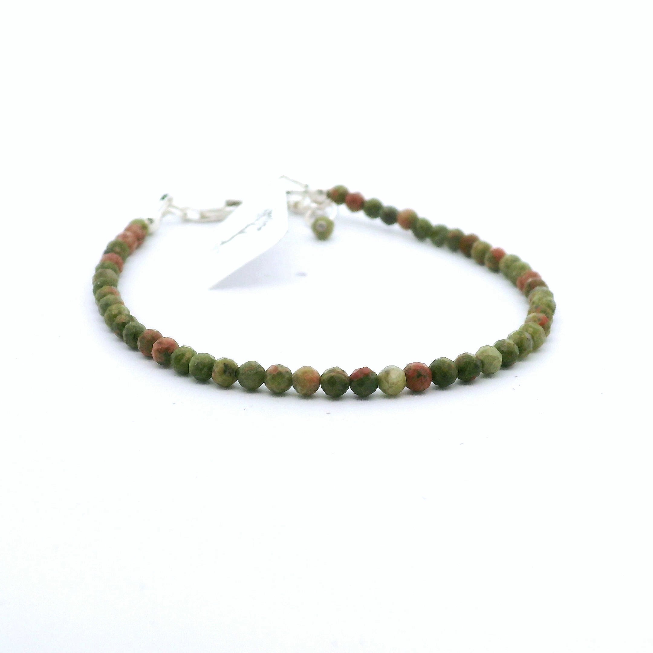 Unakite Micro Faceted Bracelet 925 Silver for Healing and Growth