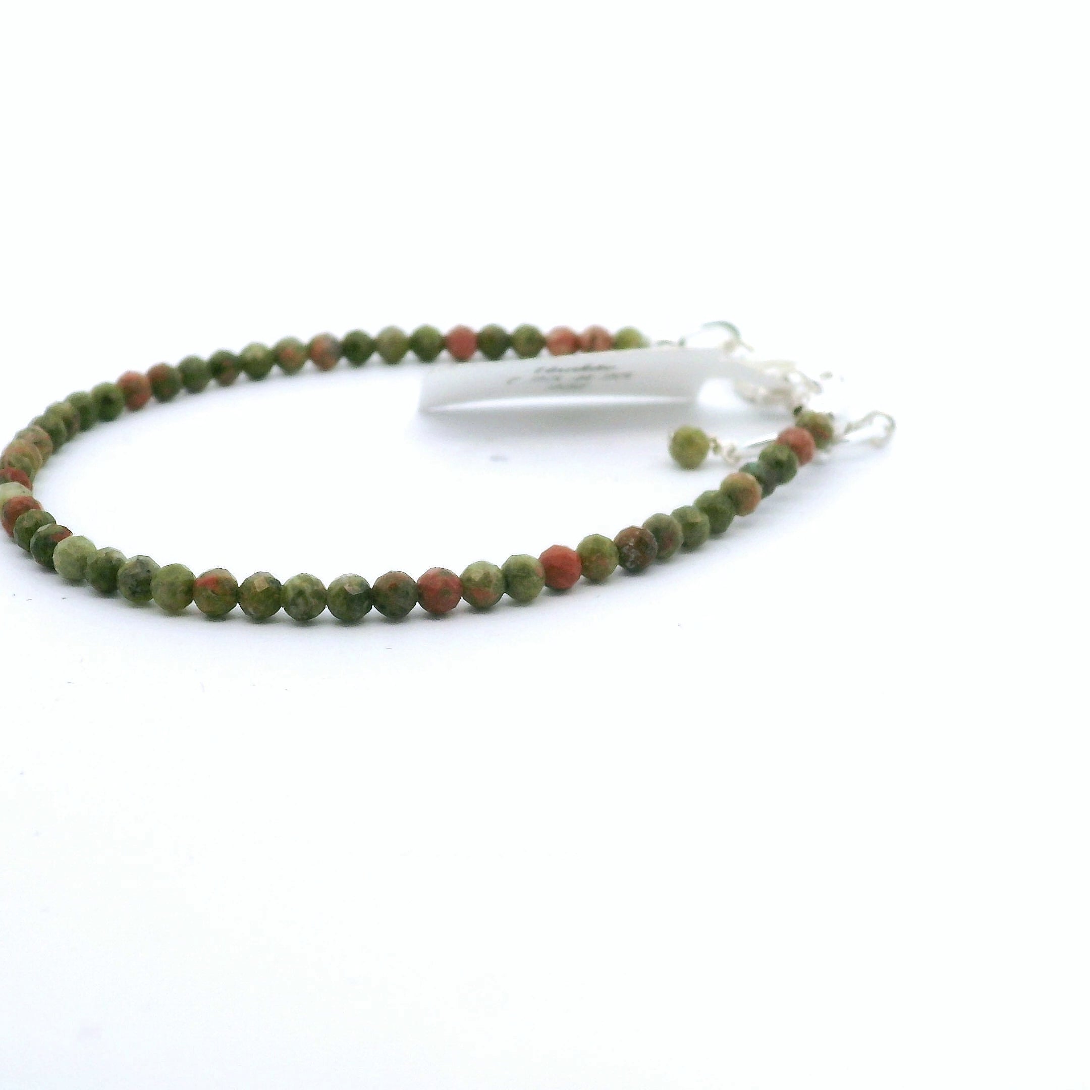 Unakite Micro Faceted Bracelet 925 Silver for Healing and Growth