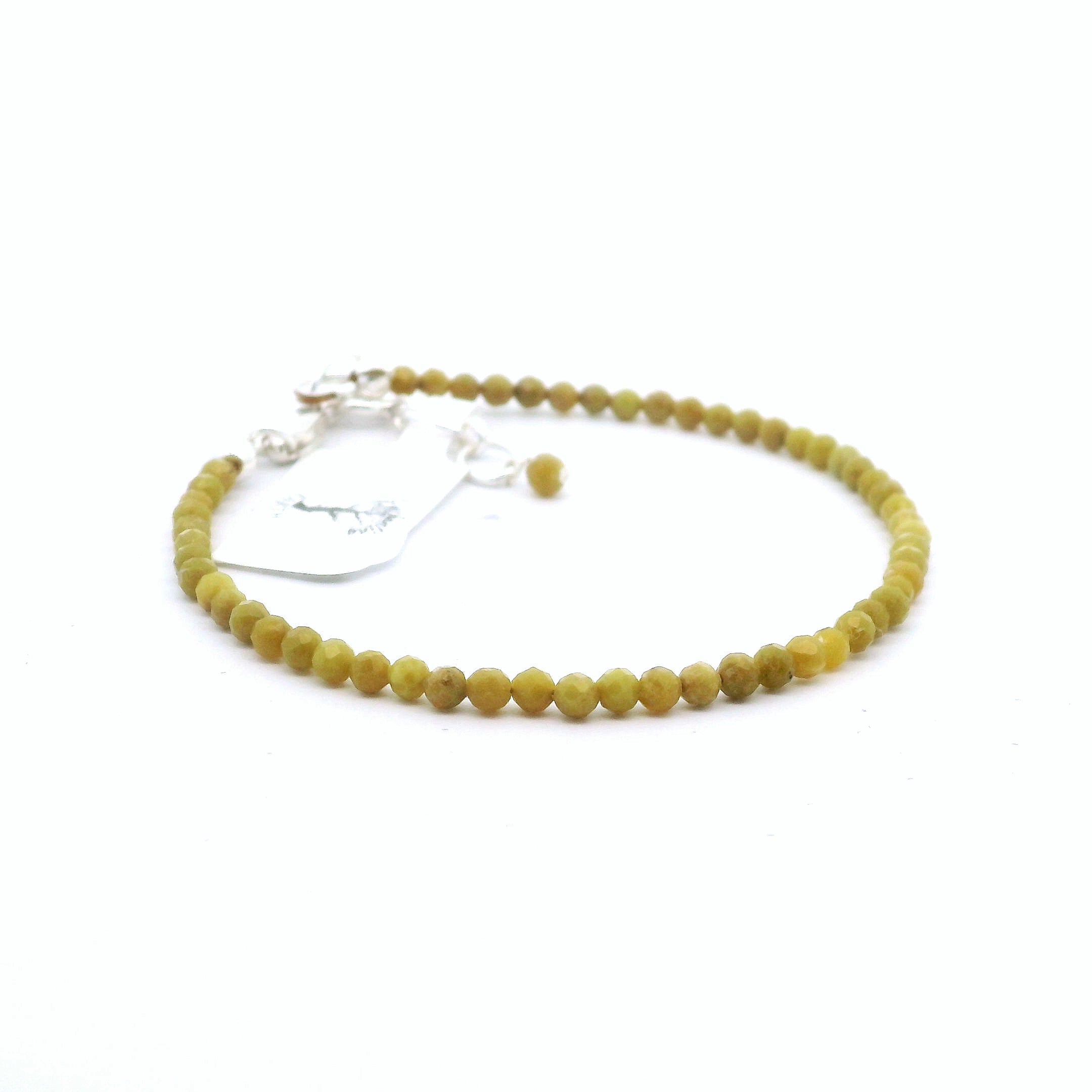 Green Opal Micro Faceted Bracelet 925 Silver for Grounding and Opportunities