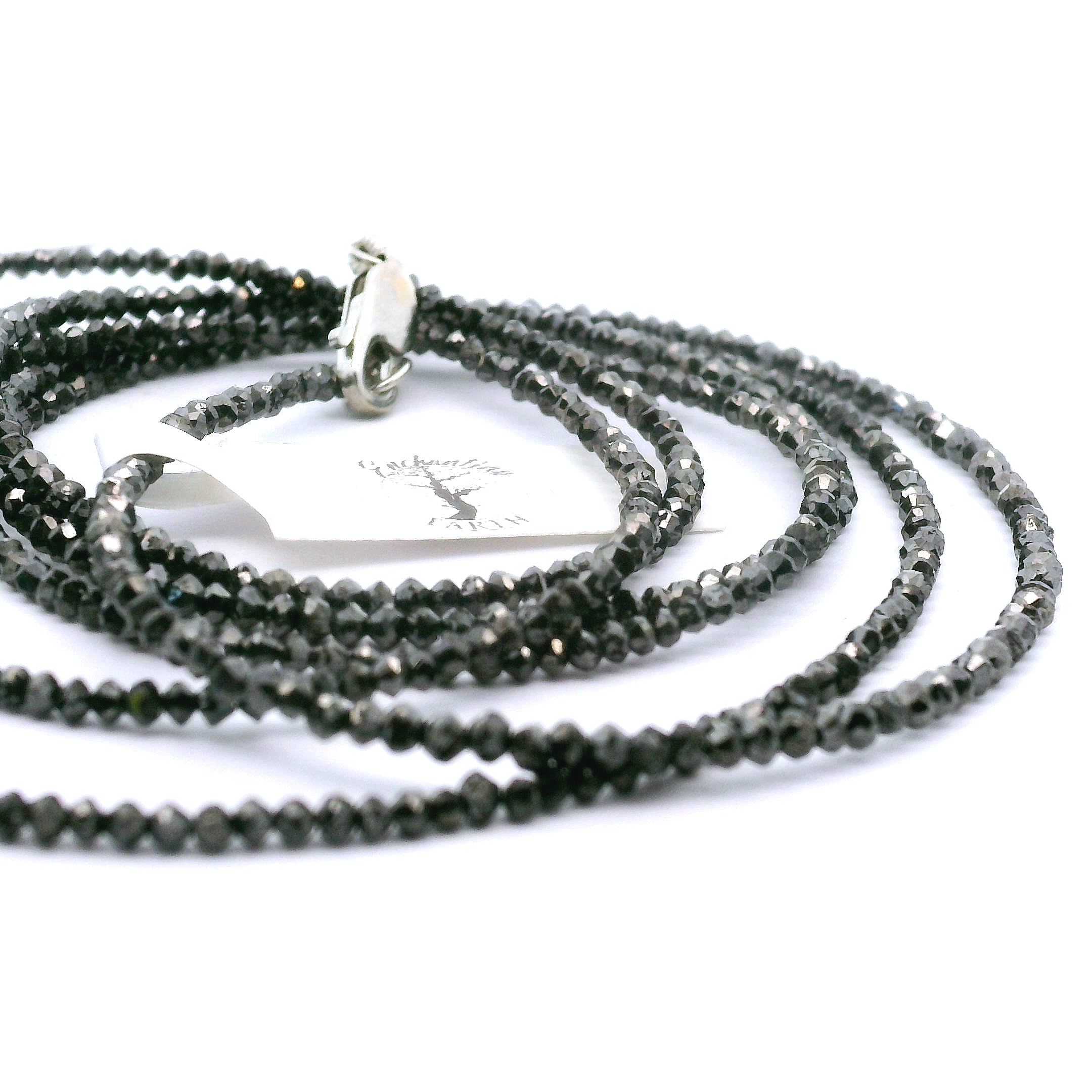 Black Diamond Necklace 14K White Gold for Prosperity and Personal Power