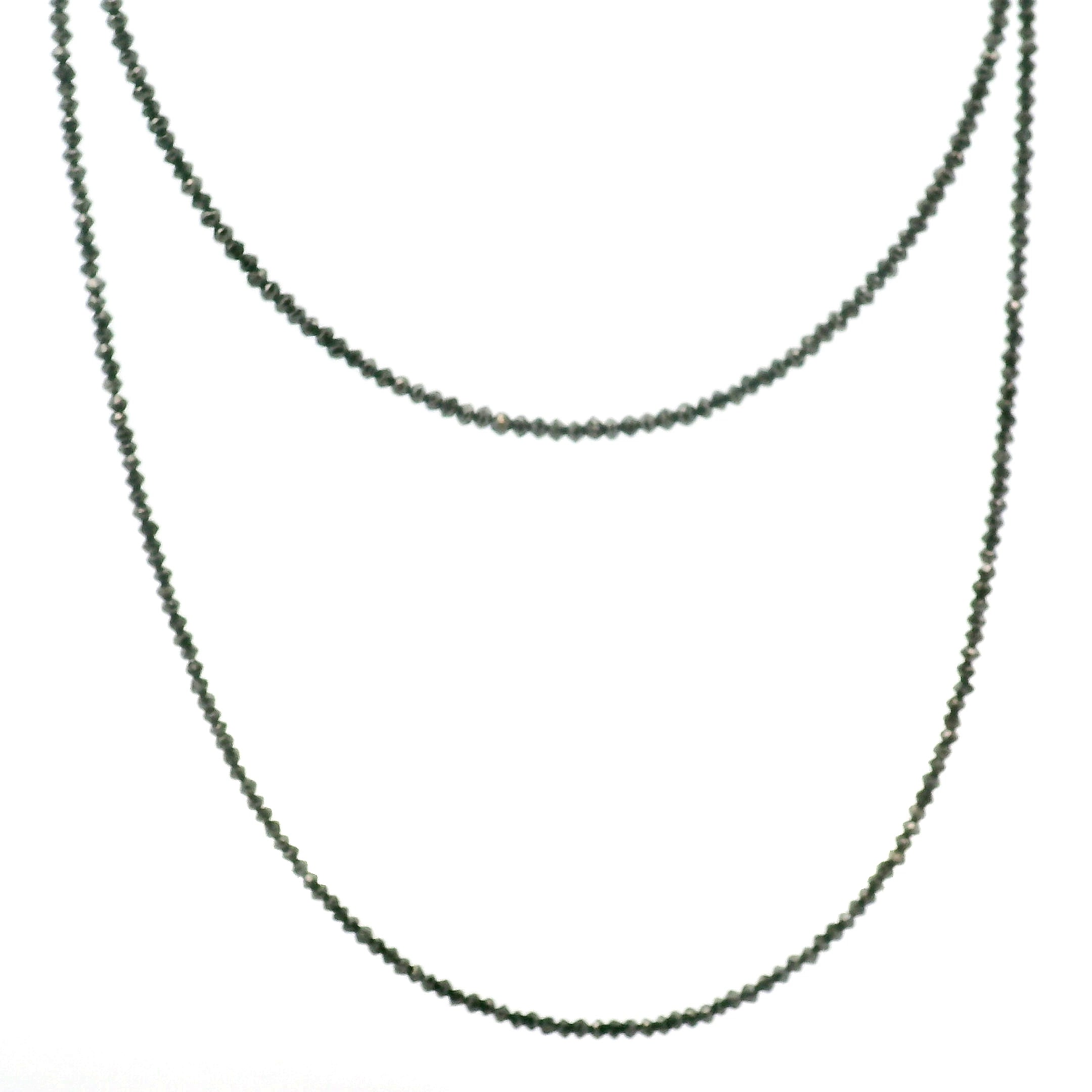 Black Diamond Necklace 14K White Gold for Prosperity and Personal Power