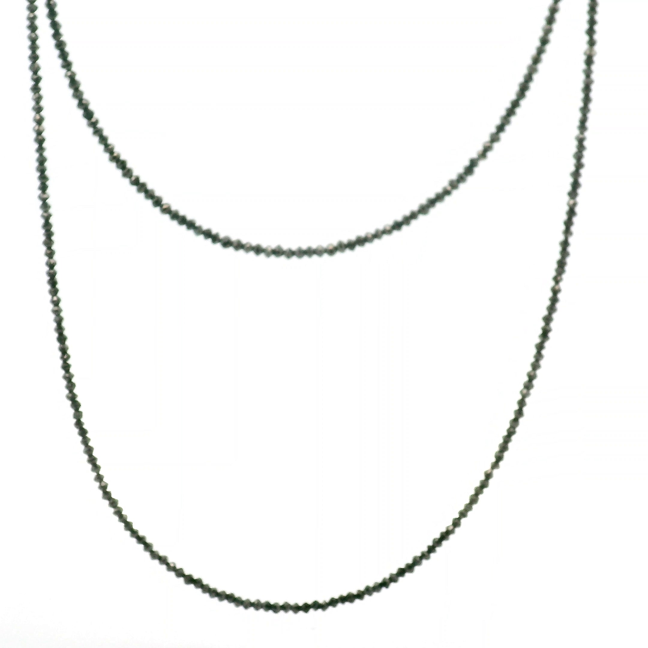 Black Diamond Necklace 14K White Gold for Prosperity and Personal Power