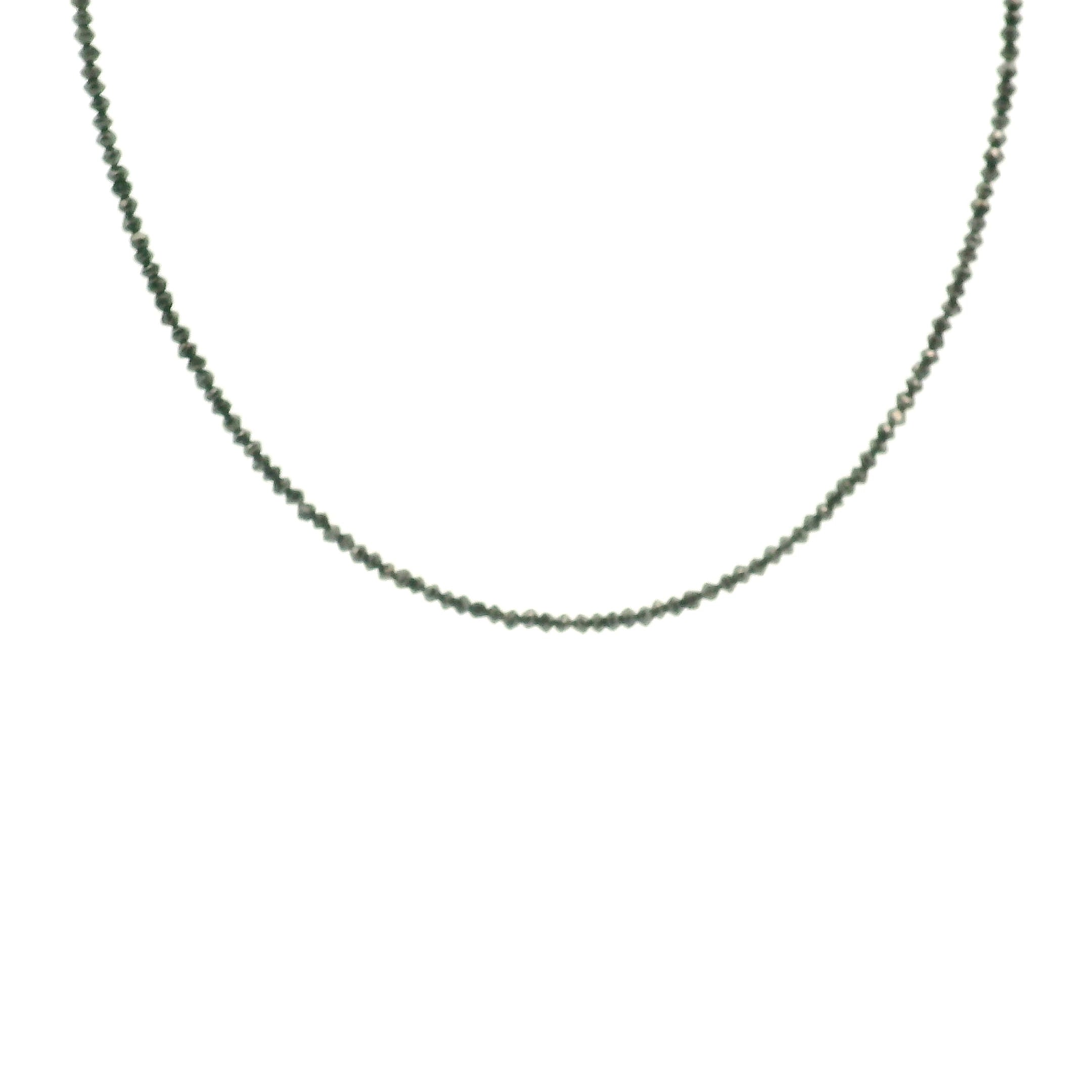 Black Diamond Necklace 14K White Gold for Prosperity and Personal Power