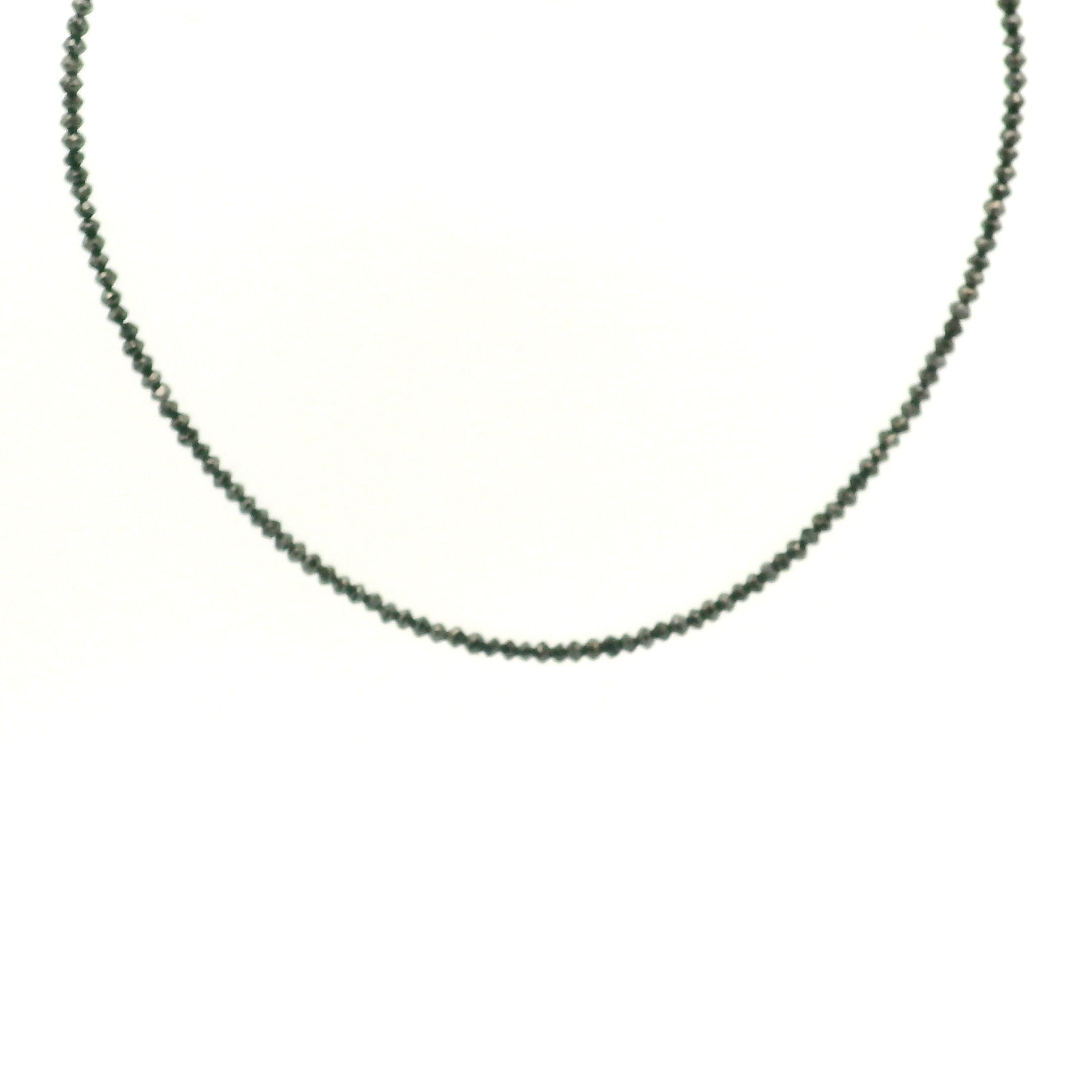 Black Diamond Necklace 14K White Gold for Prosperity and Personal Power