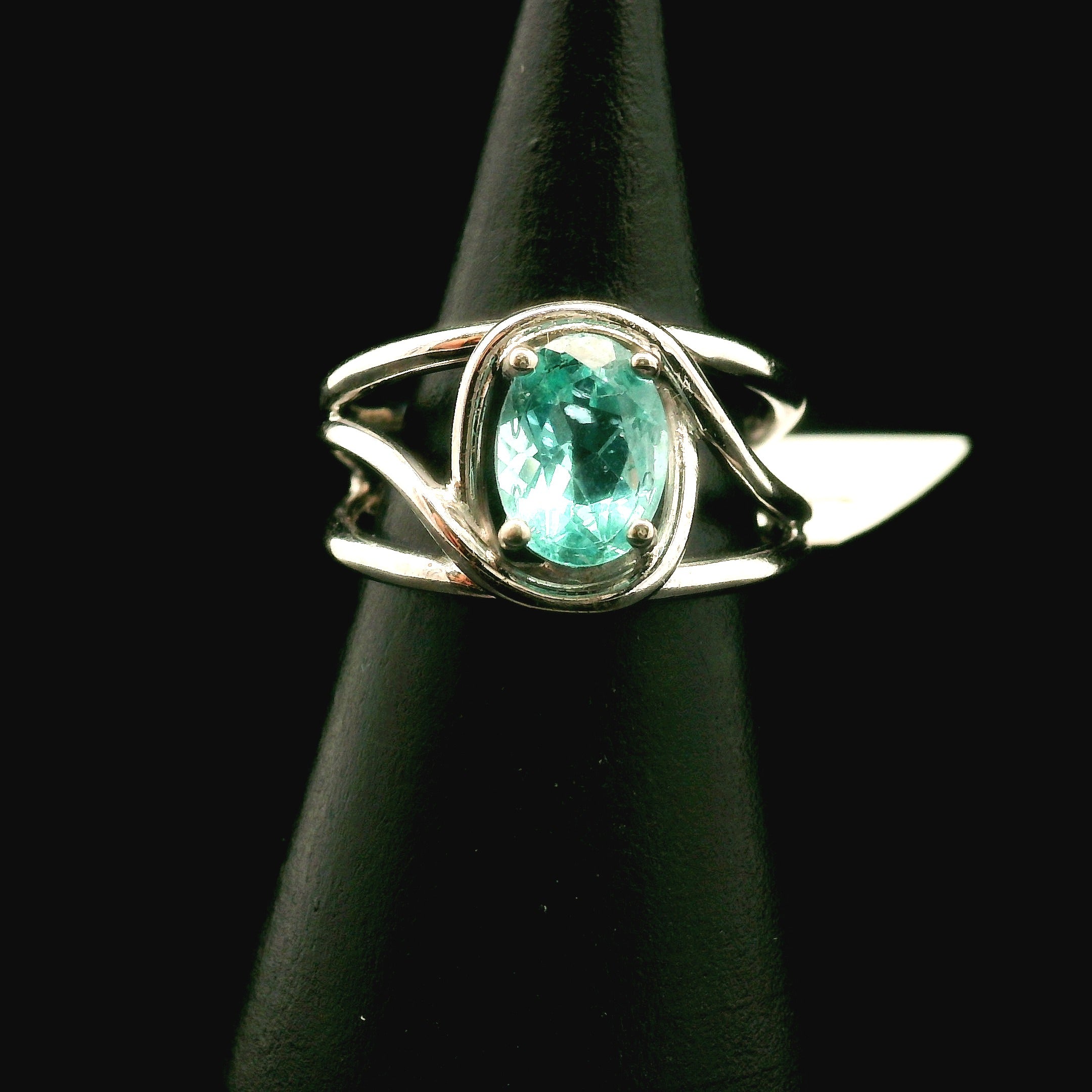 Blue Apatite Midi Cuff Ring .925 Silver for Overall Health and Wellness