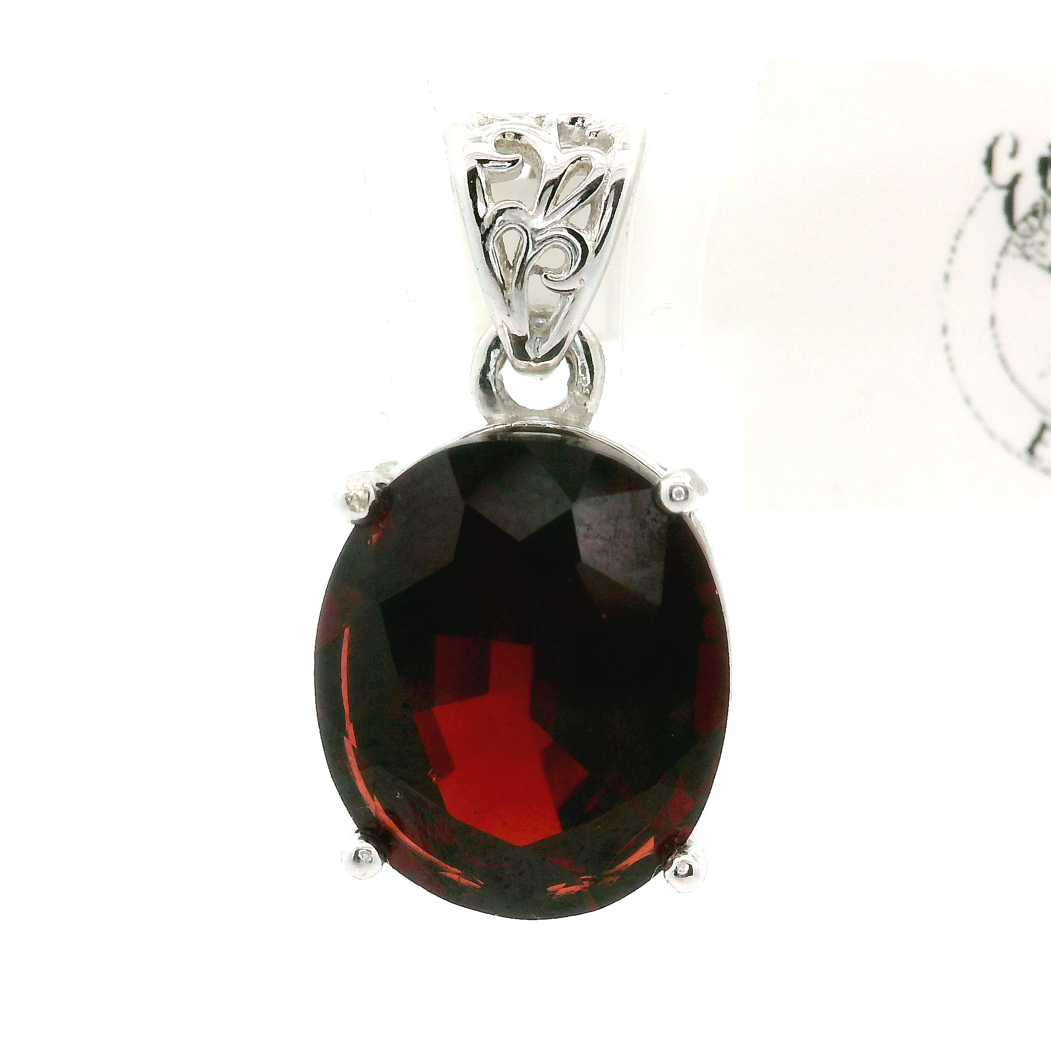 Garnet Faceted Pendant .925 Silver for Strength and Universal Connection