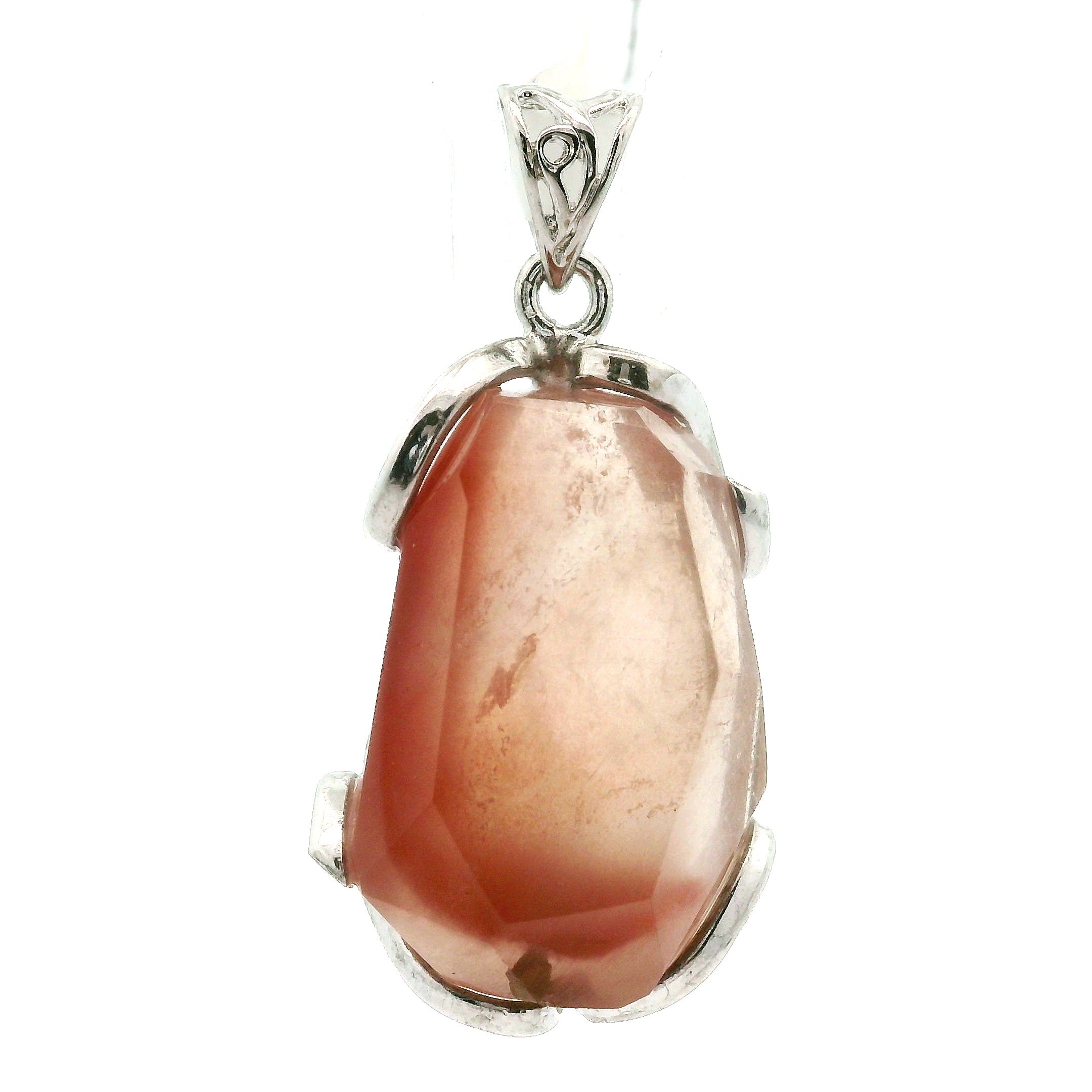 Red Rutile in Quartz Freeform Pendant 925 Silver for Manifestation, Life Force Energy and Renewal
