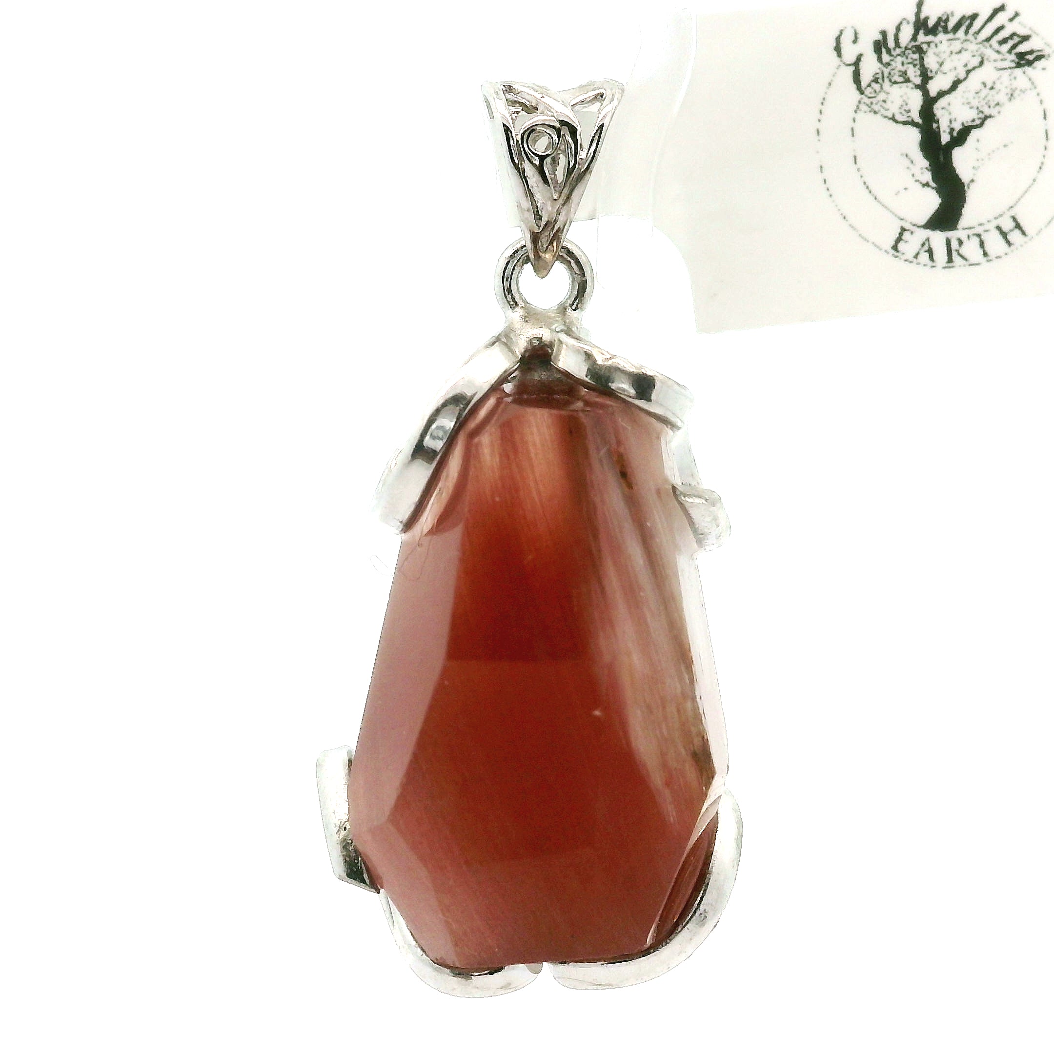 Red Rutile in Quartz Freeform Pendant 925 Silver for Manifestation, Life Force Energy and Renewal