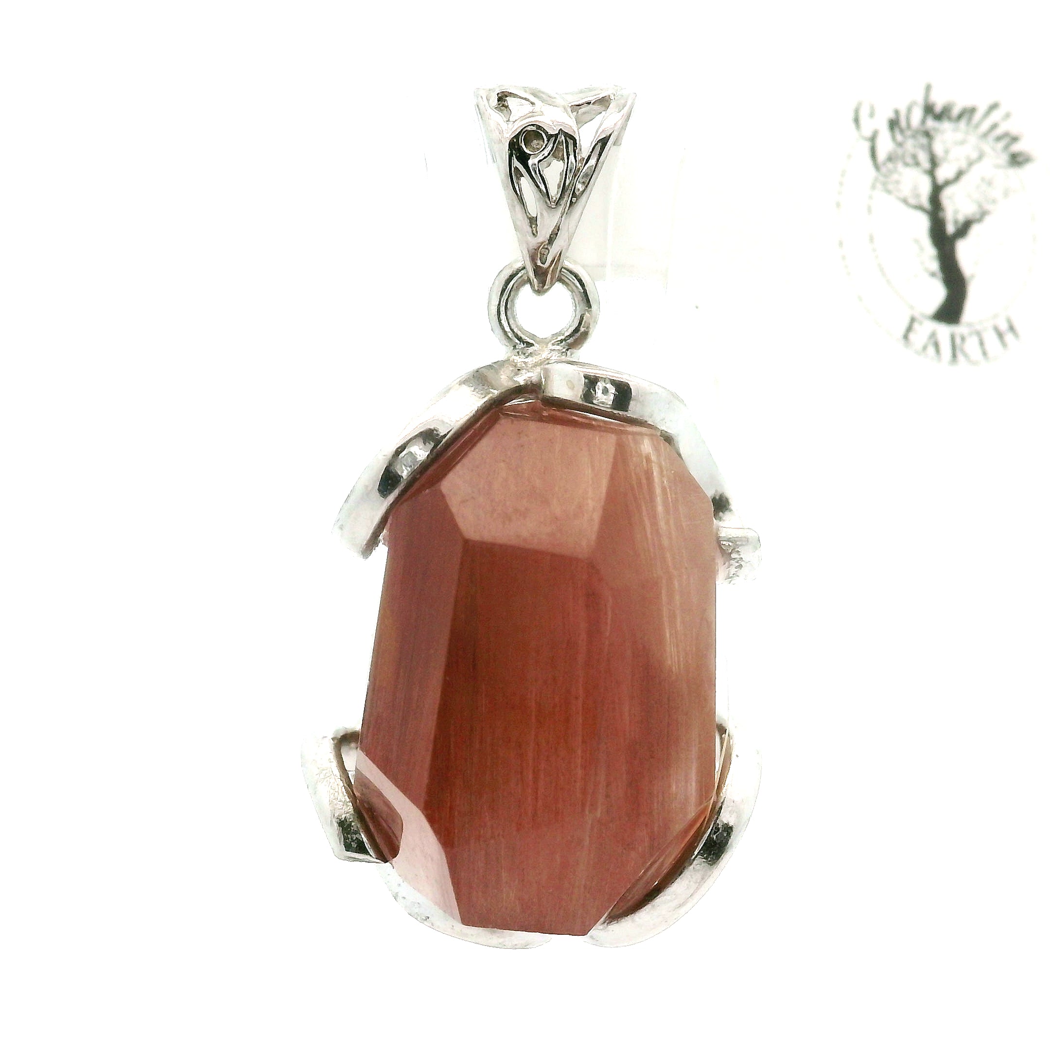 Red Rutile in Quartz Freeform Pendant 925 Silver for Manifestation, Life Force Energy and Renewal