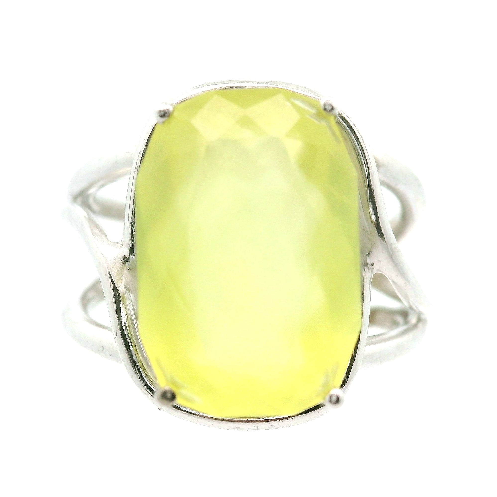 Austrailian Prehnite Cuff Ring .925 Silver for Heart Healing and Rejuvenation