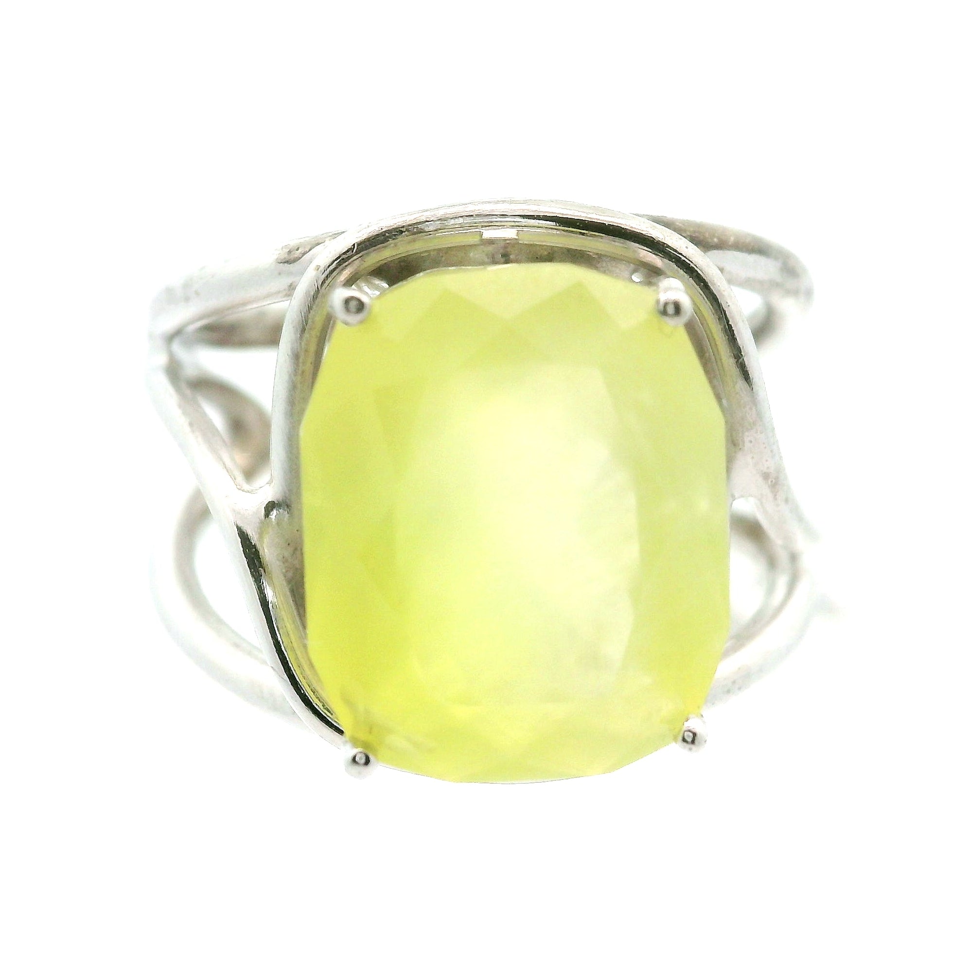 Austrailian Prehnite Cuff Ring .925 Silver for Heart Healing and Rejuvenation
