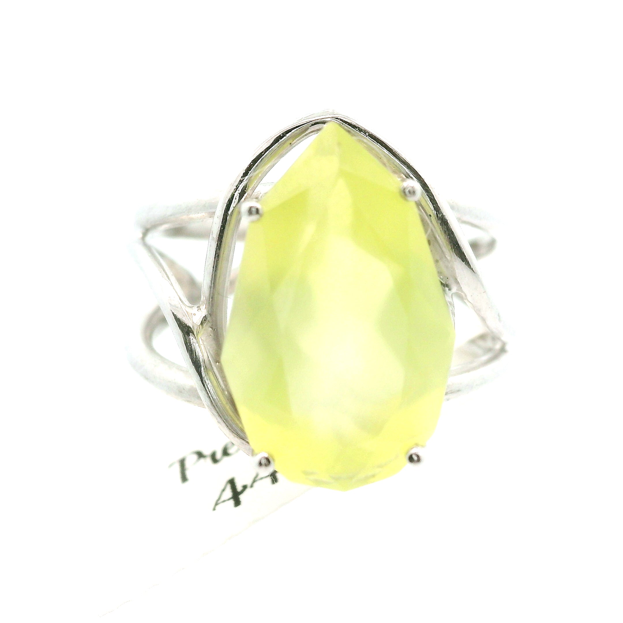 Austrailian Prehnite Cuff Ring .925 Silver for Heart Healing and Rejuvenation