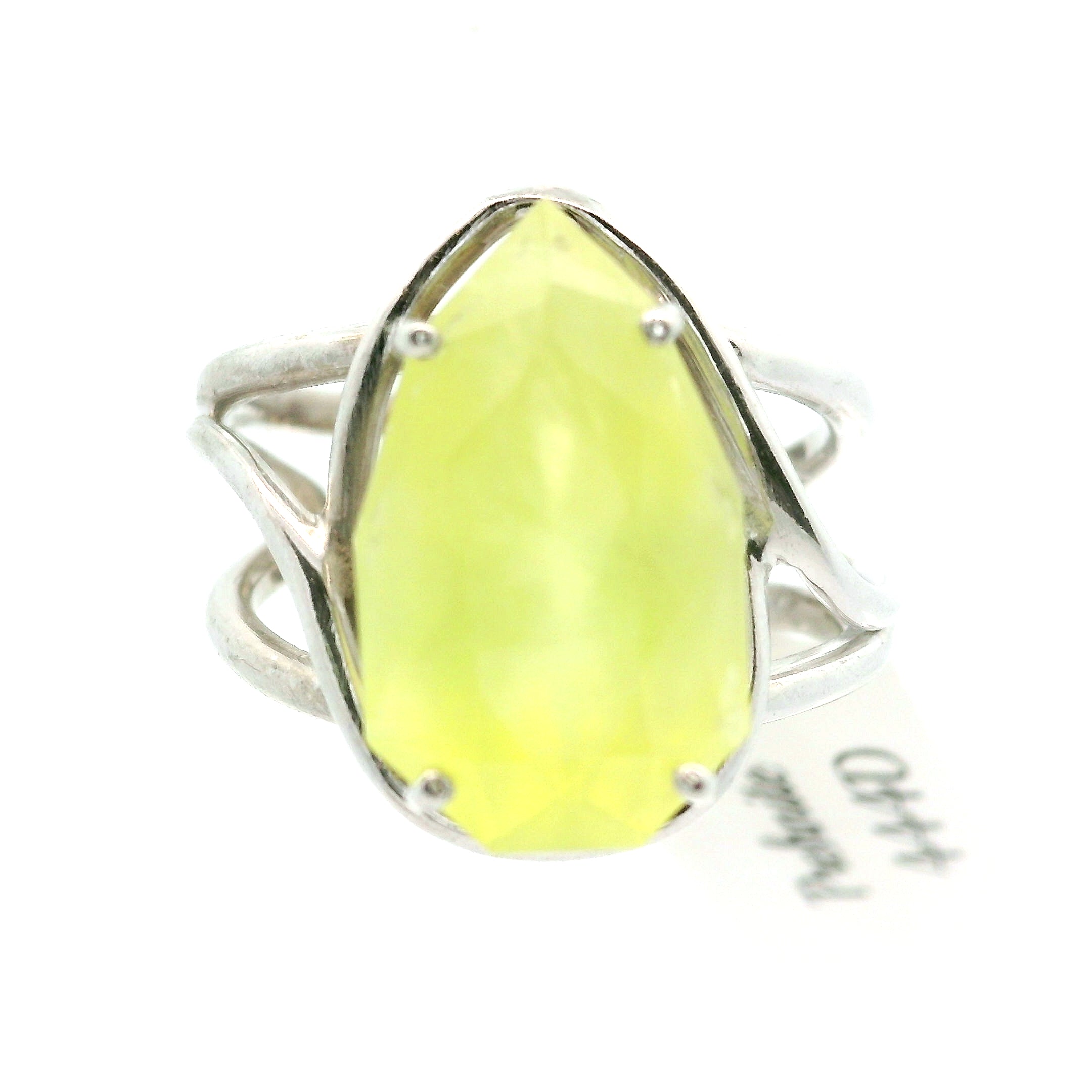 Austrailian Prehnite Cuff Ring .925 Silver for Heart Healing and Rejuvenation