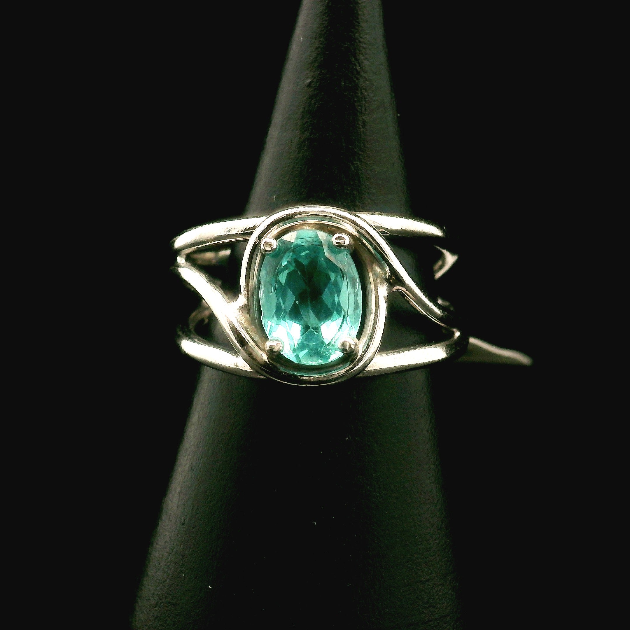 Blue Apatite Midi Cuff Ring .925 Silver for Overall Health and Wellness