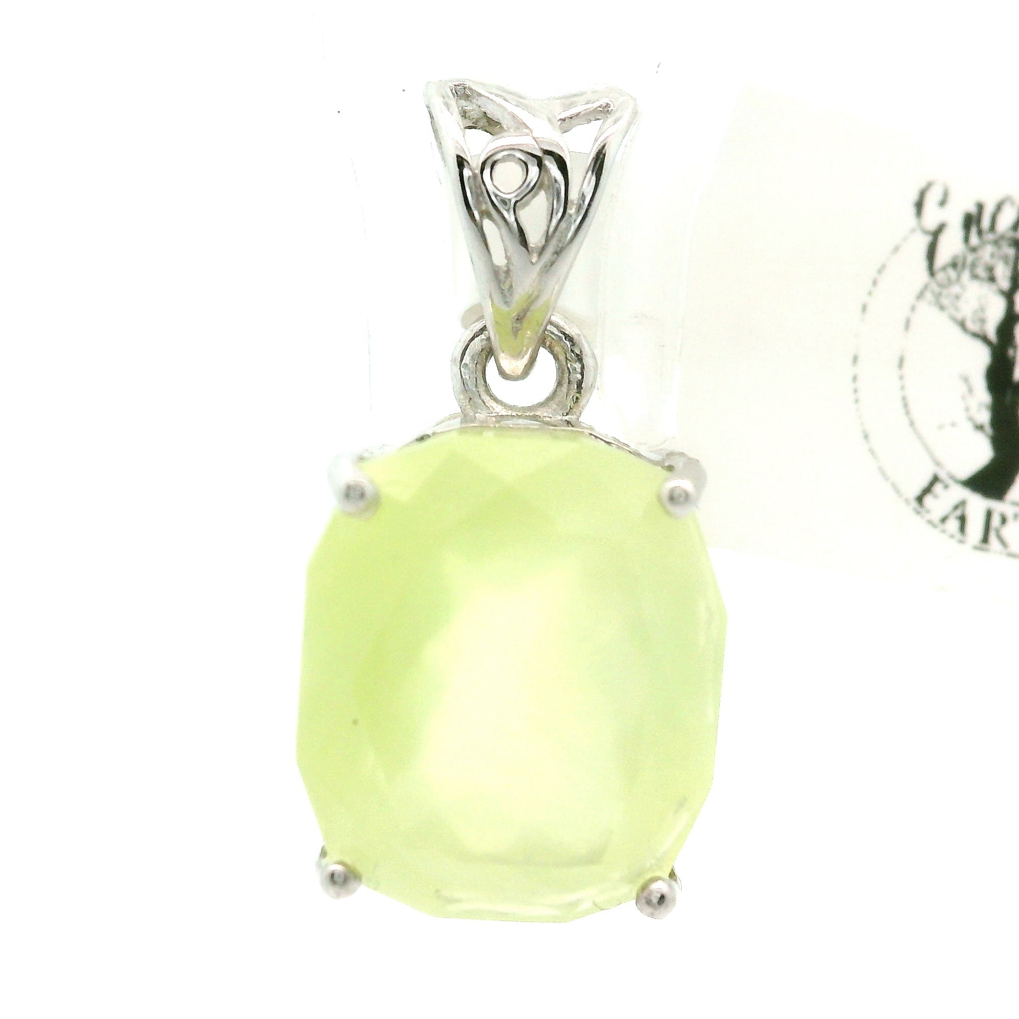 Austrailian Prehnite Pendant .925 Silver for Heart Healing and Rejuvenation