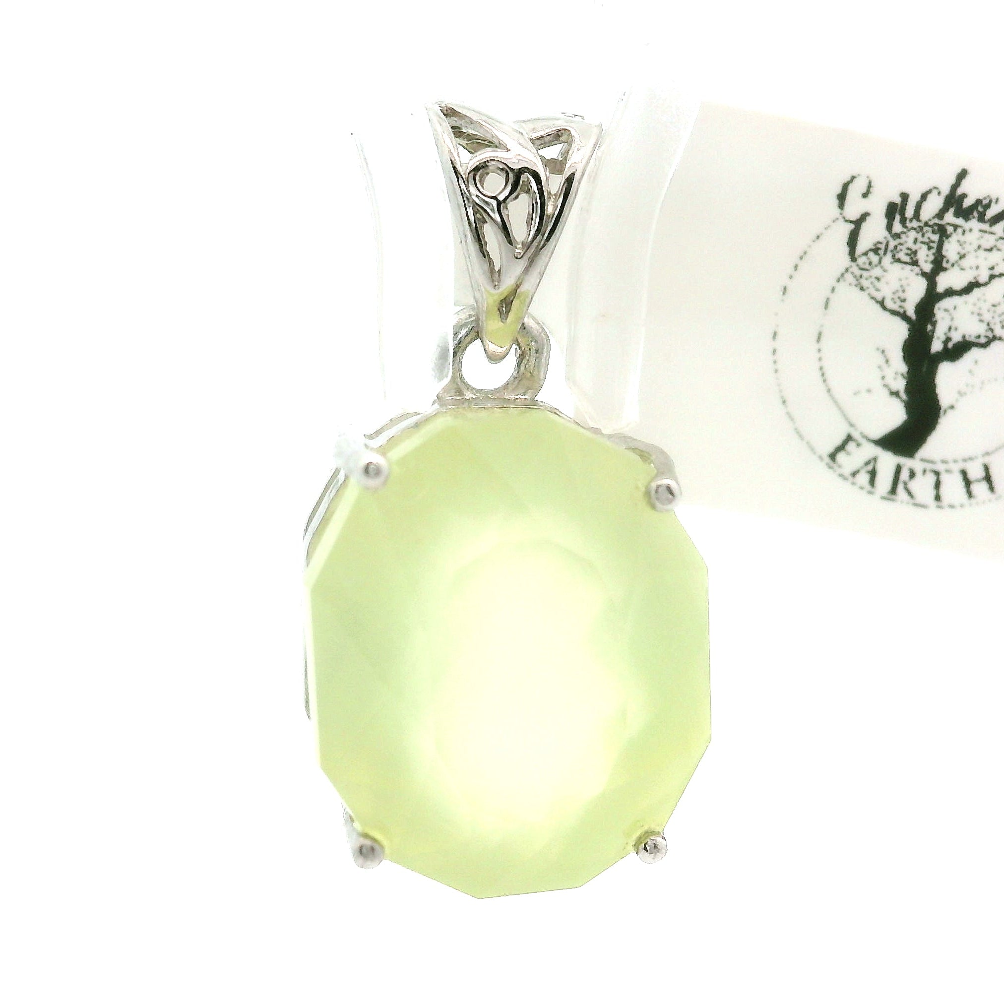 Austrailian Prehnite Pendant .925 Silver for Heart Healing and Rejuvenation