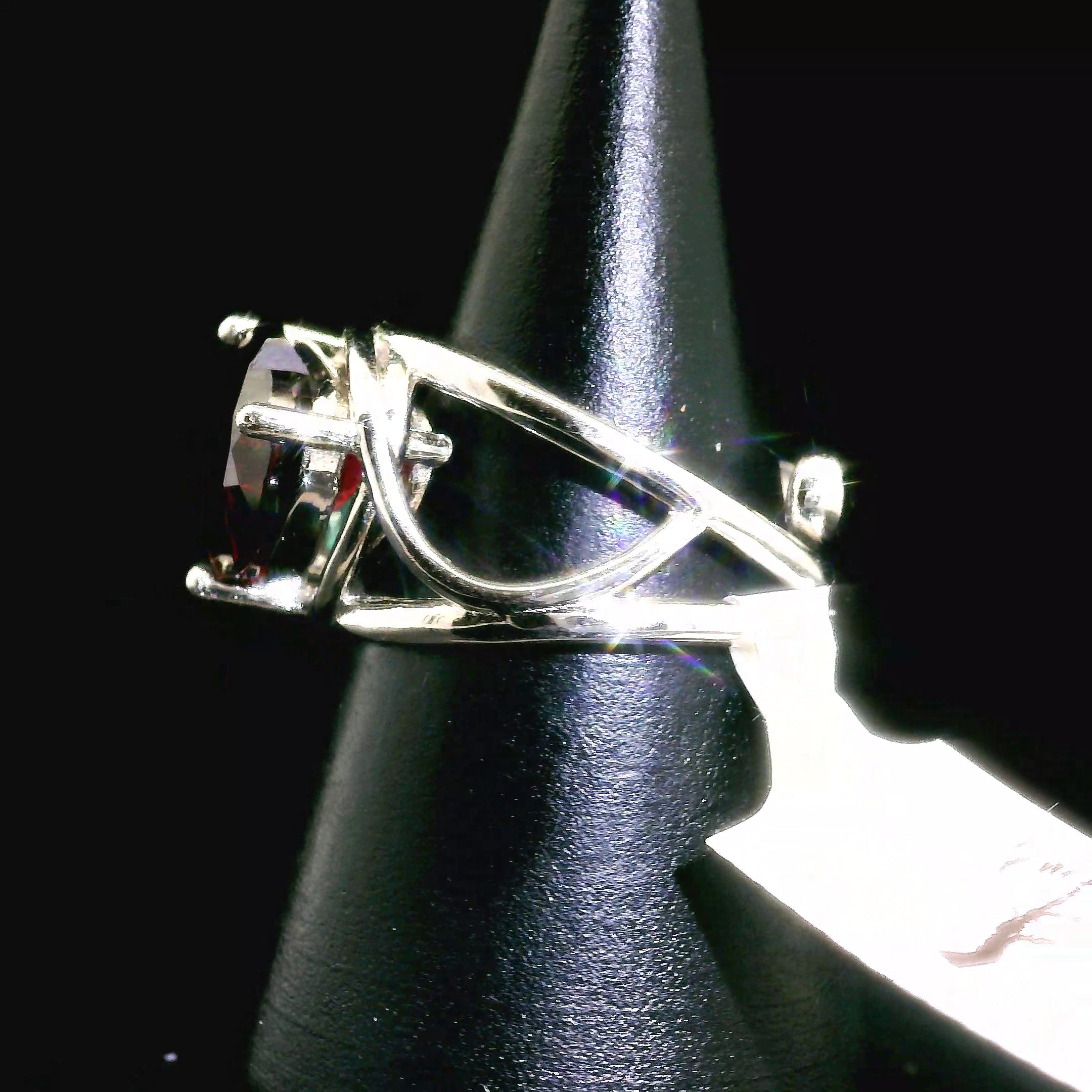 Garnet and Apatite Double Heart Cuff Ring .925 Silver for Health and Strength