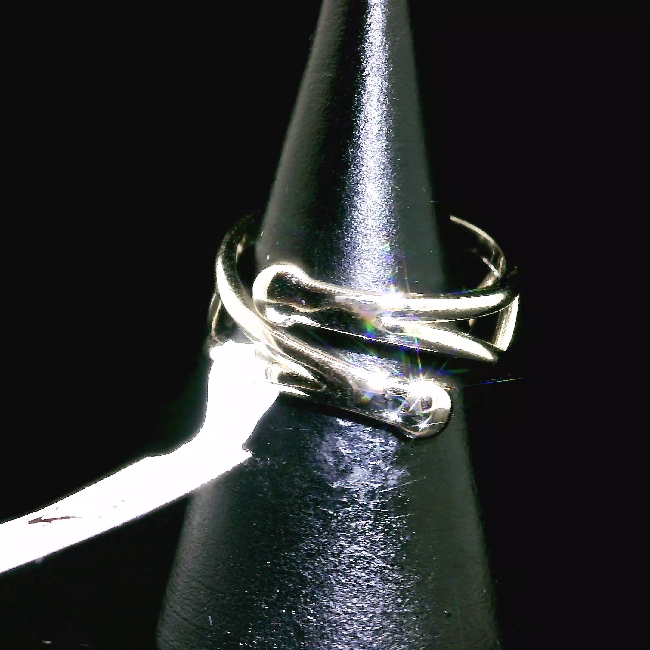 Garnet and Apatite Double Heart Cuff Ring .925 Silver for Health and Strength