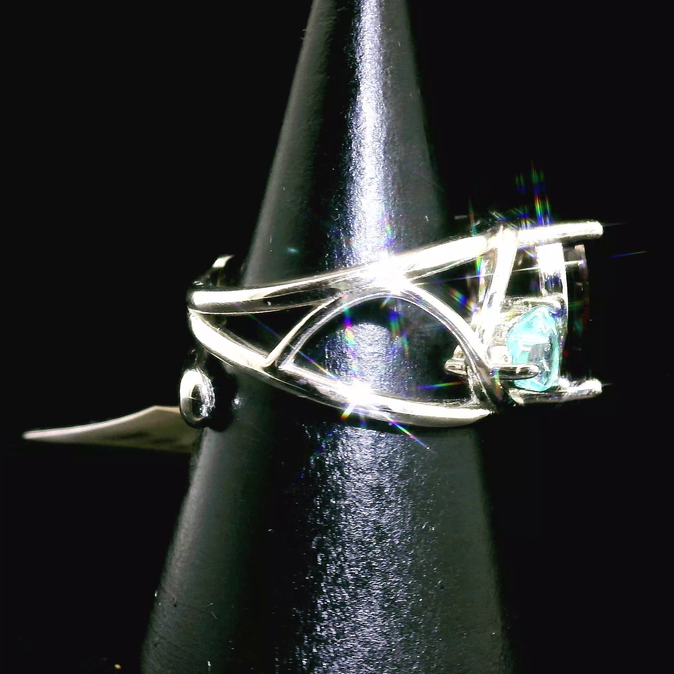 Garnet and Apatite Double Heart Cuff Ring .925 Silver for Health and Strength