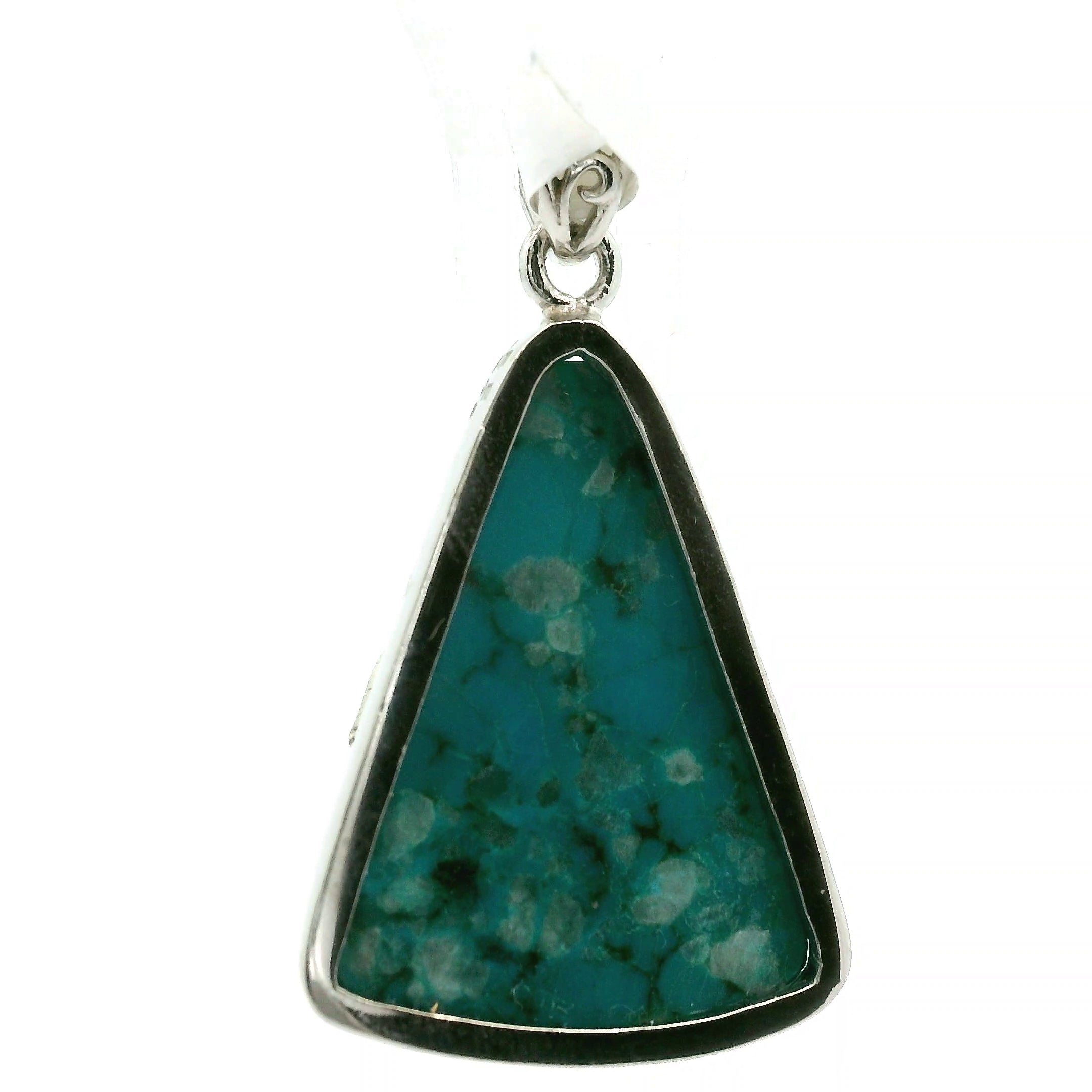 Chrysocolla with Light Green Tourmaline Pendant .925 Silver for Empowerment, Peace and Universal Wisdom, Enhancing Intuition
